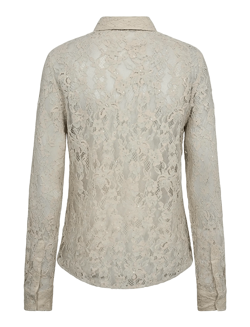 MOS MOSH - MMKether Lace Sequin Shirt - langærmede skjorter - summer sand - 1