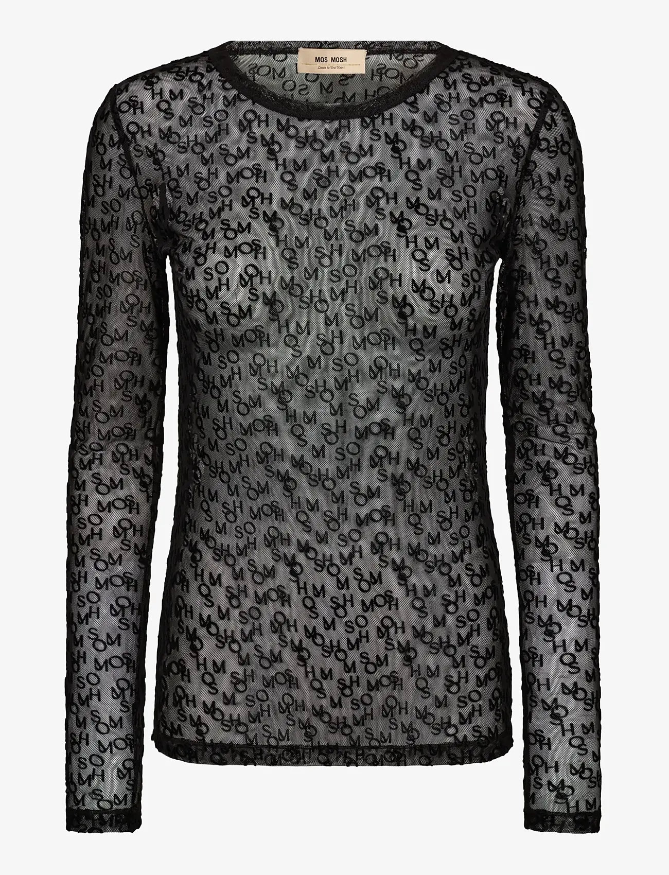 MOS MOSH - MMLoretta Mono Mesh Blouse - pikkade varrukatega alussärgid - black - 0