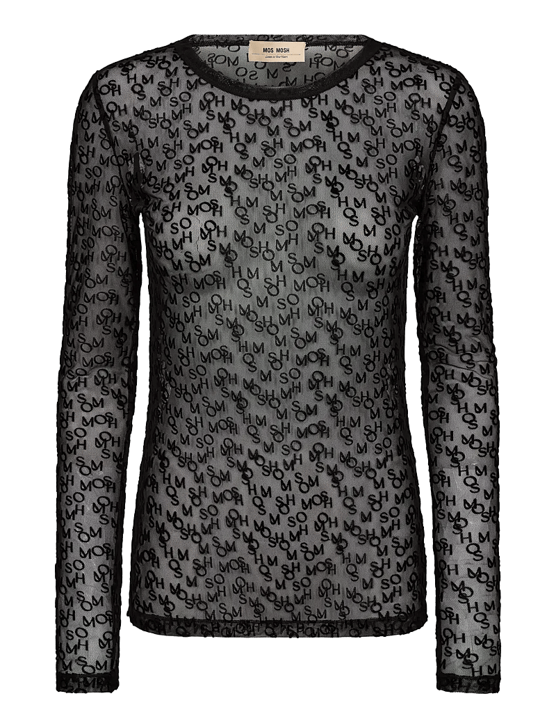 MOS MOSH - MMLoretta Mono Mesh Blouse - pikkade varrukatega alussärgid - black - 0