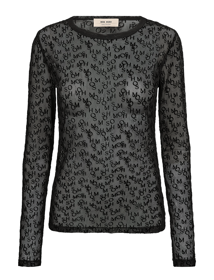 MOS MOSH - MMLoretta Mono Mesh Blouse - long sleeved blouses - black - 1