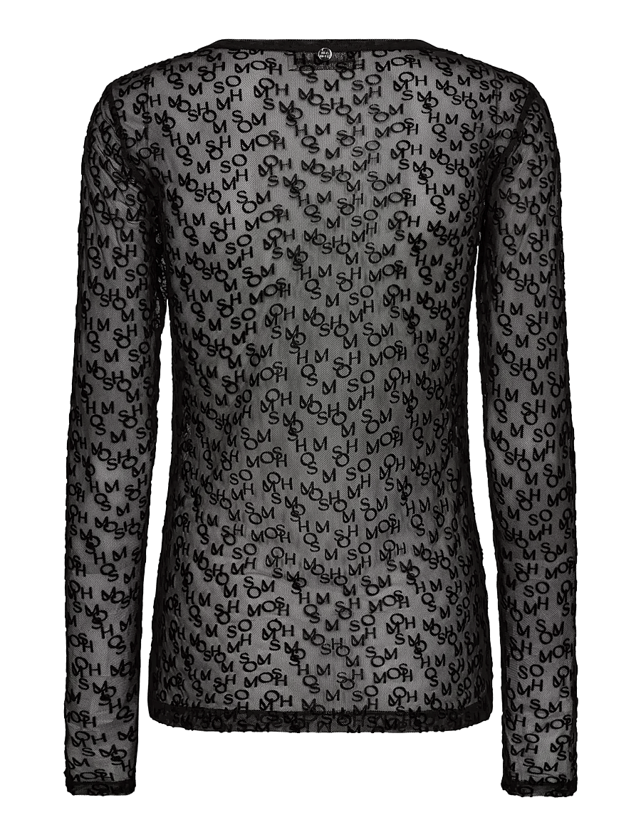 MOS MOSH - MMLoretta Mono Mesh Blouse - langärmlige tops - black - 1