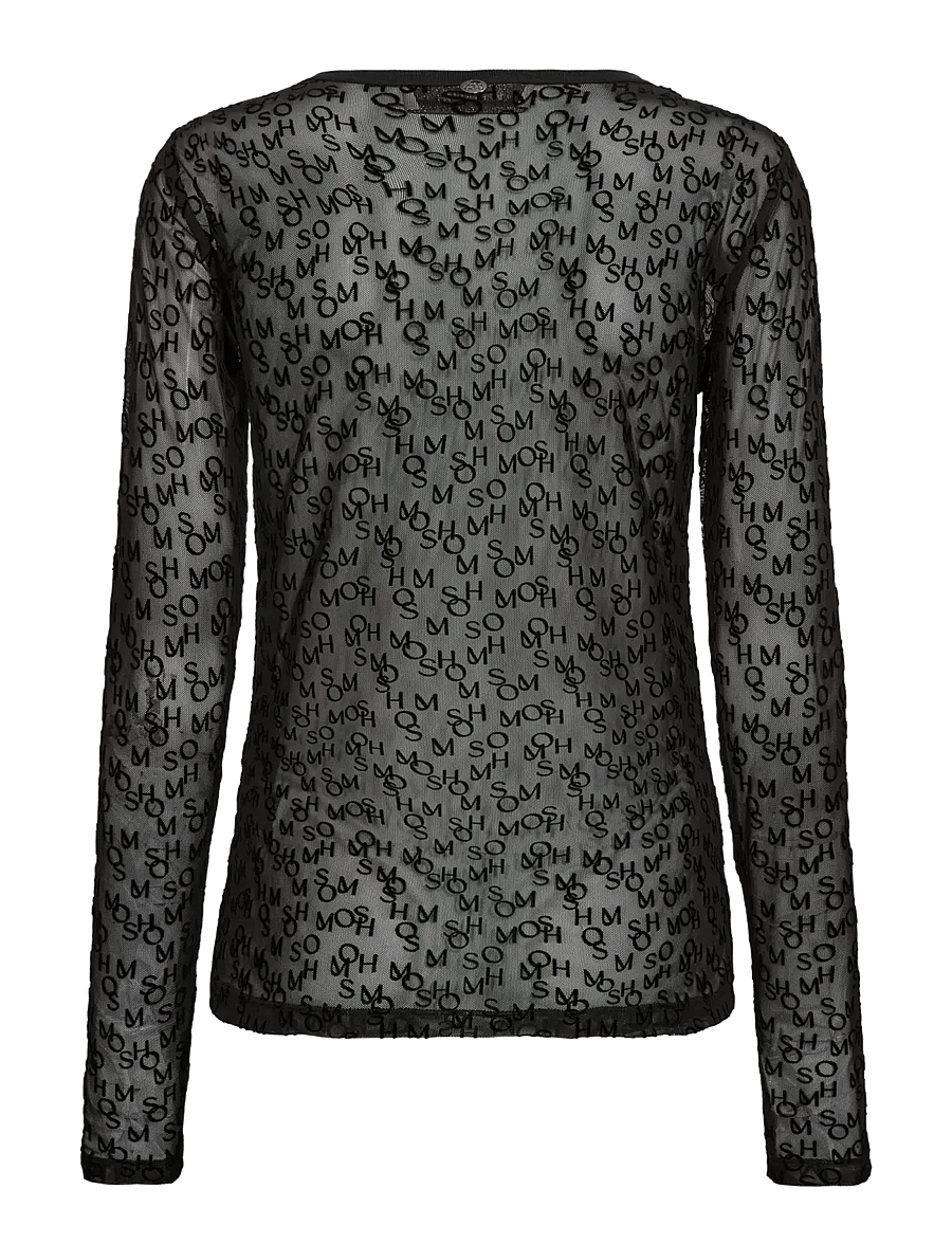 MOS MOSH - MMLoretta Mono Mesh Blouse - long sleeved blouses - black - 2