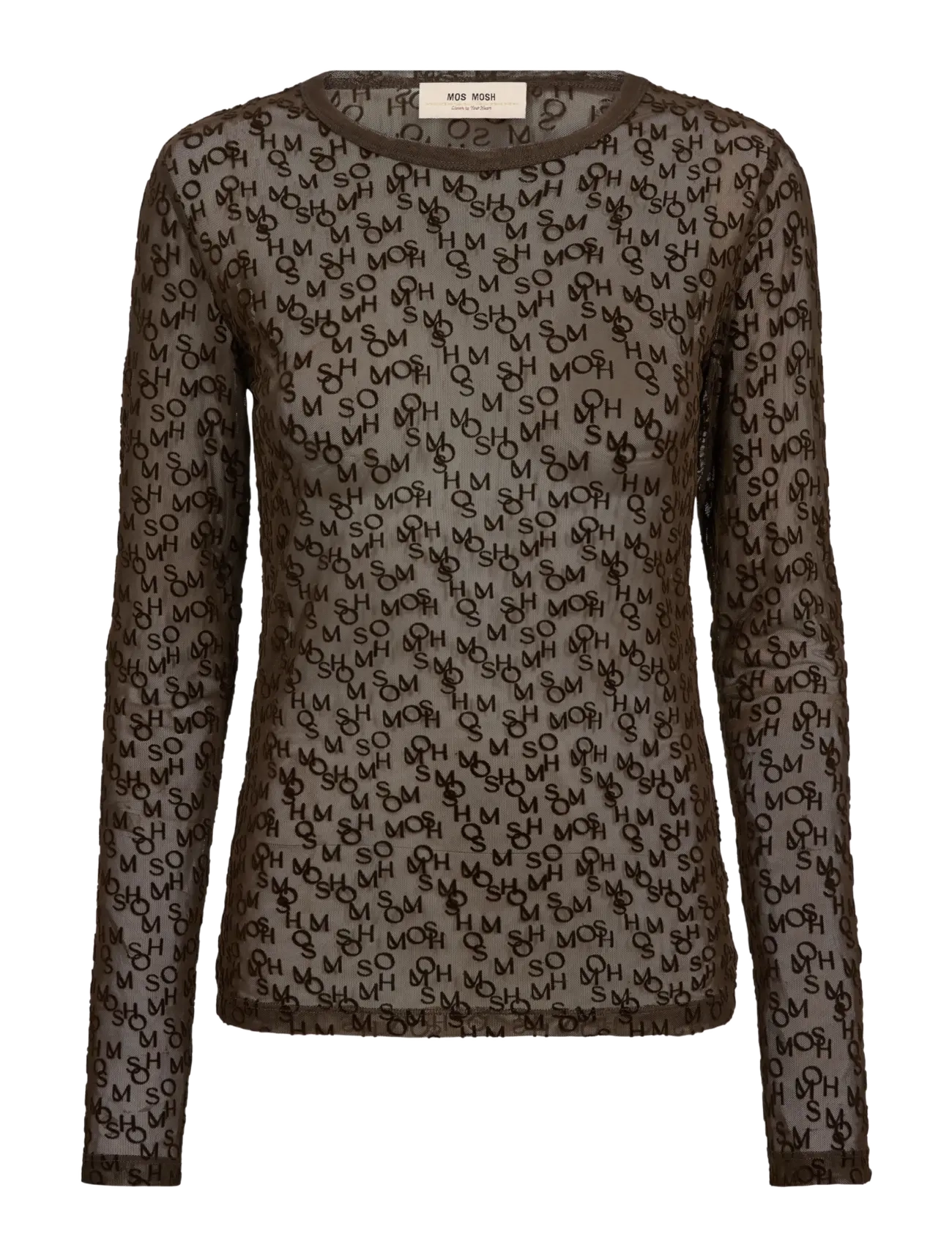 MOS MOSH Mmloretta Mono Mesh Blouse, Kvinder, Mesh Bluse, Sort, Str: XS