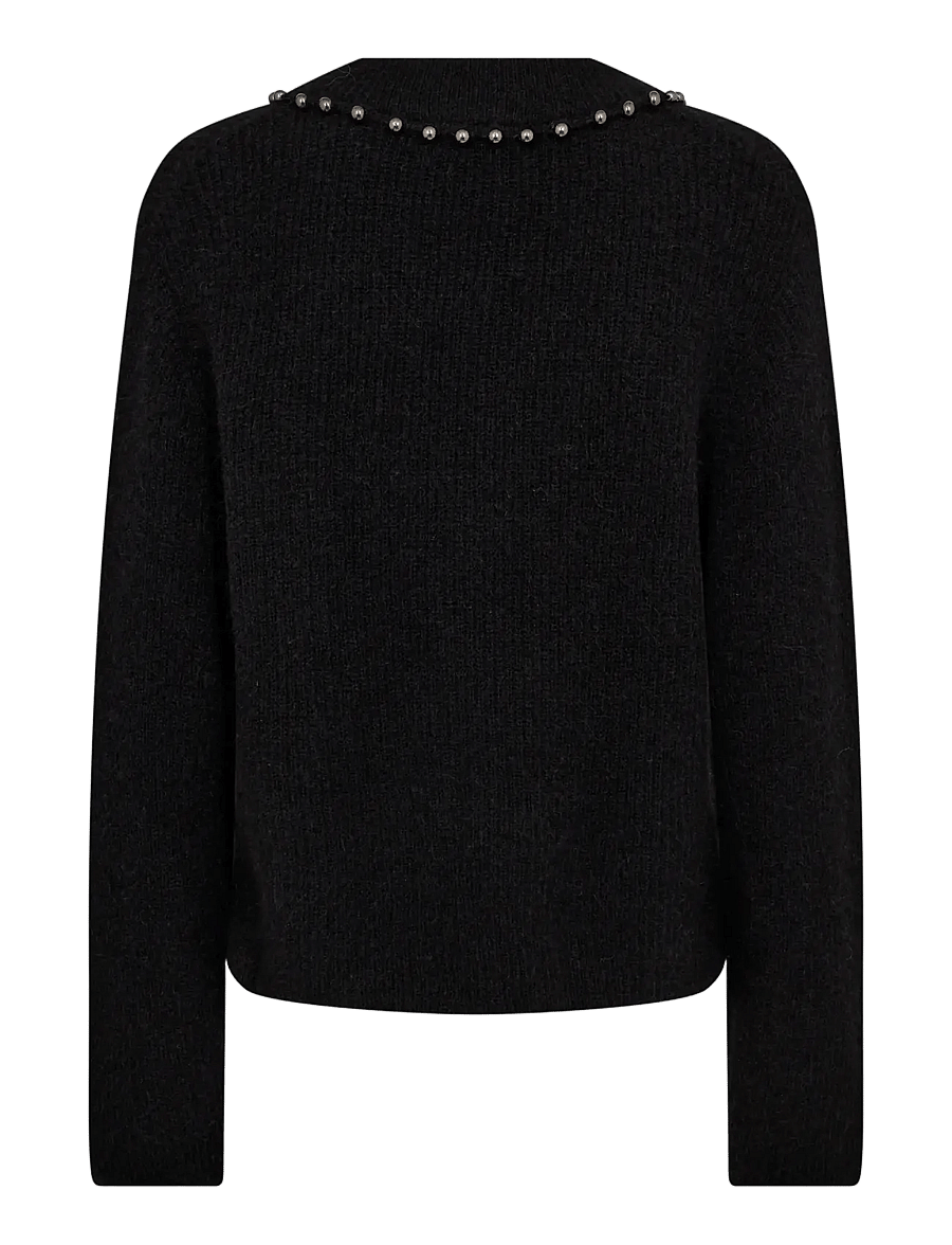 MOS MOSH - MMZora V-Neck Bead Knit - strikkegensere - black - 2