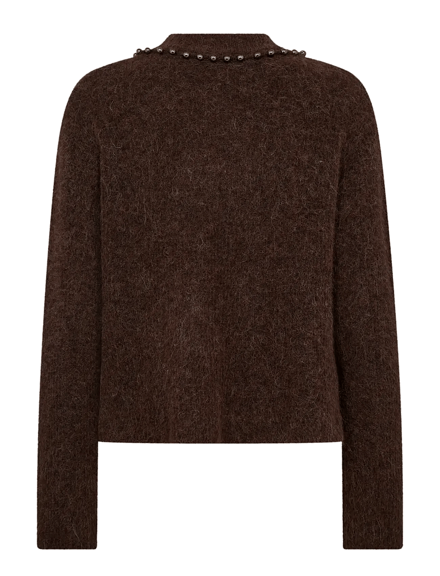 MOS MOSH - MMZora V-Neck Bead Knit - jumpers - bracken - 2