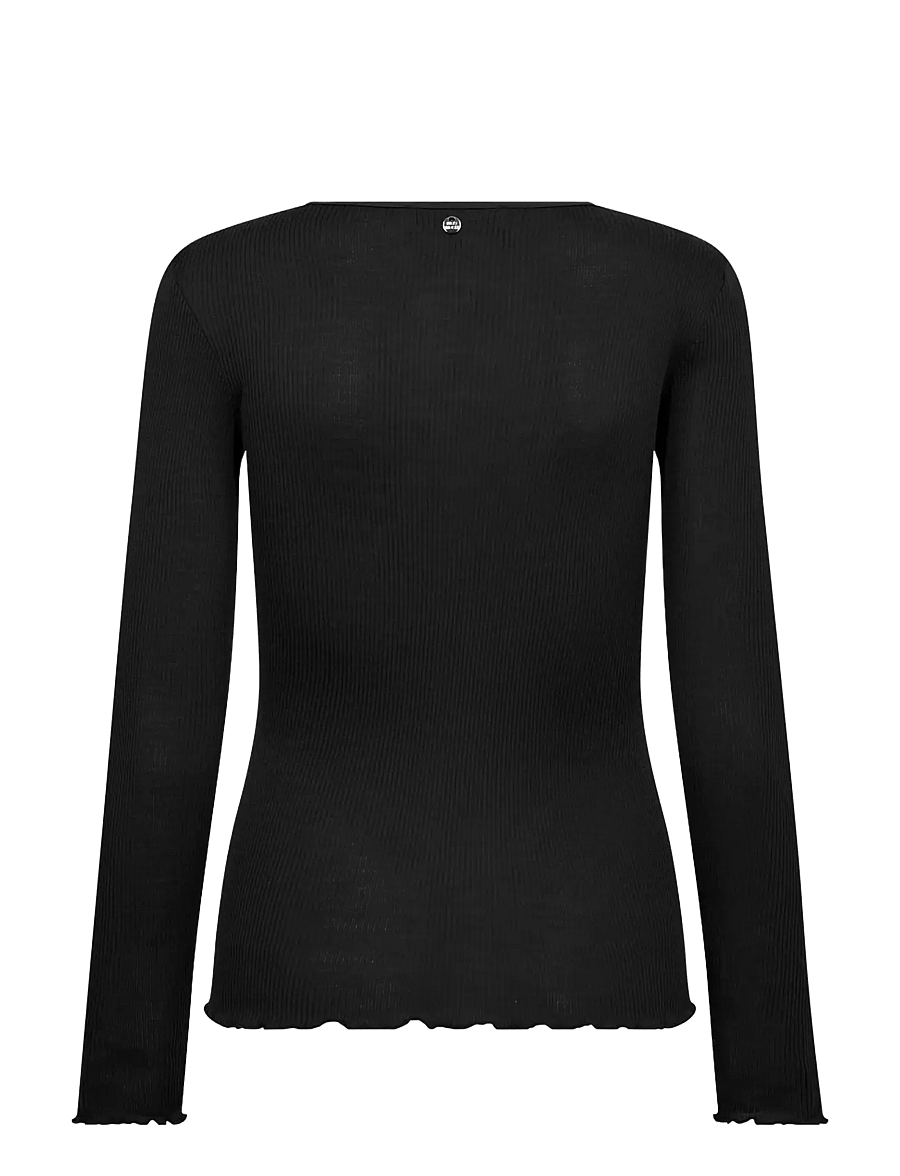 MOS MOSH - MMElaine Seamless Silk O-LS Tee - langärmlige tops - black - 1