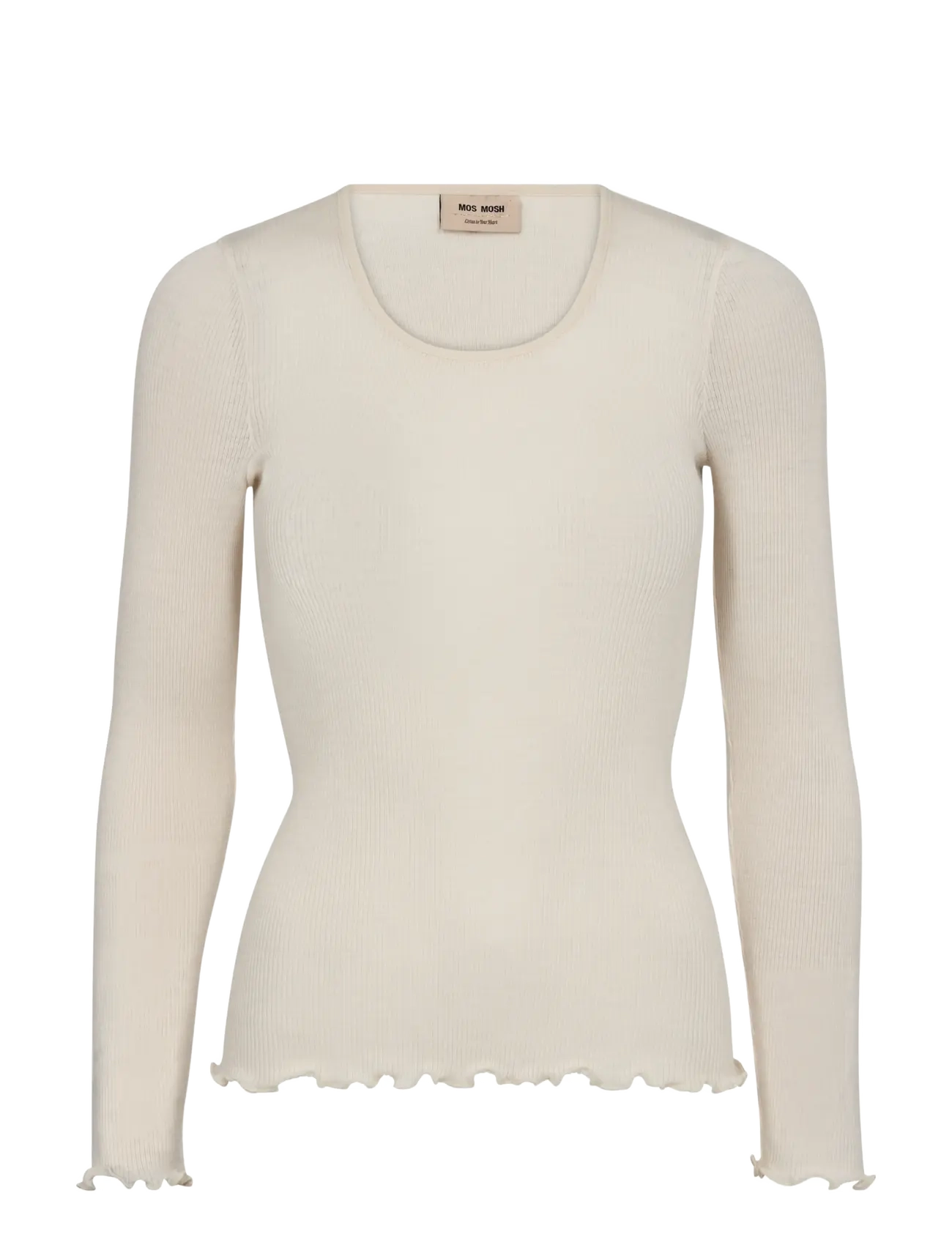 MOS MOSH MMElaine Seamless Silk O-LS Tee - T-shirts & Tops - ECRU / cream