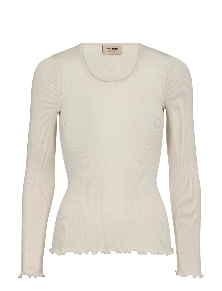 MOS MOSH - MMElaine Seamless Silk O-LS Tee - langärmlige tops - ecru - 0