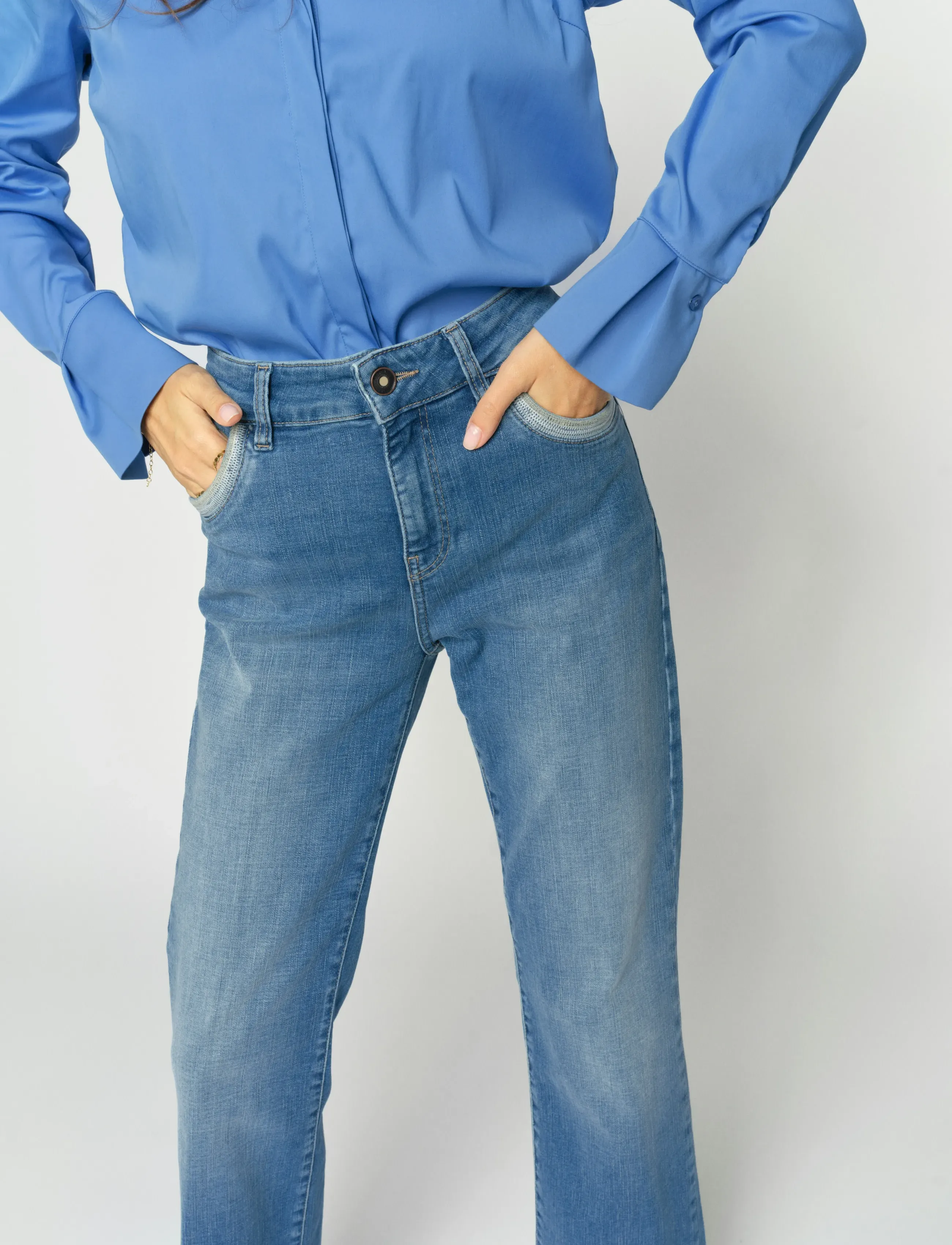MOS MOSH Mmcecilia Perla Jeans, 33 Regular, Blau - Boot Cut, Frauen