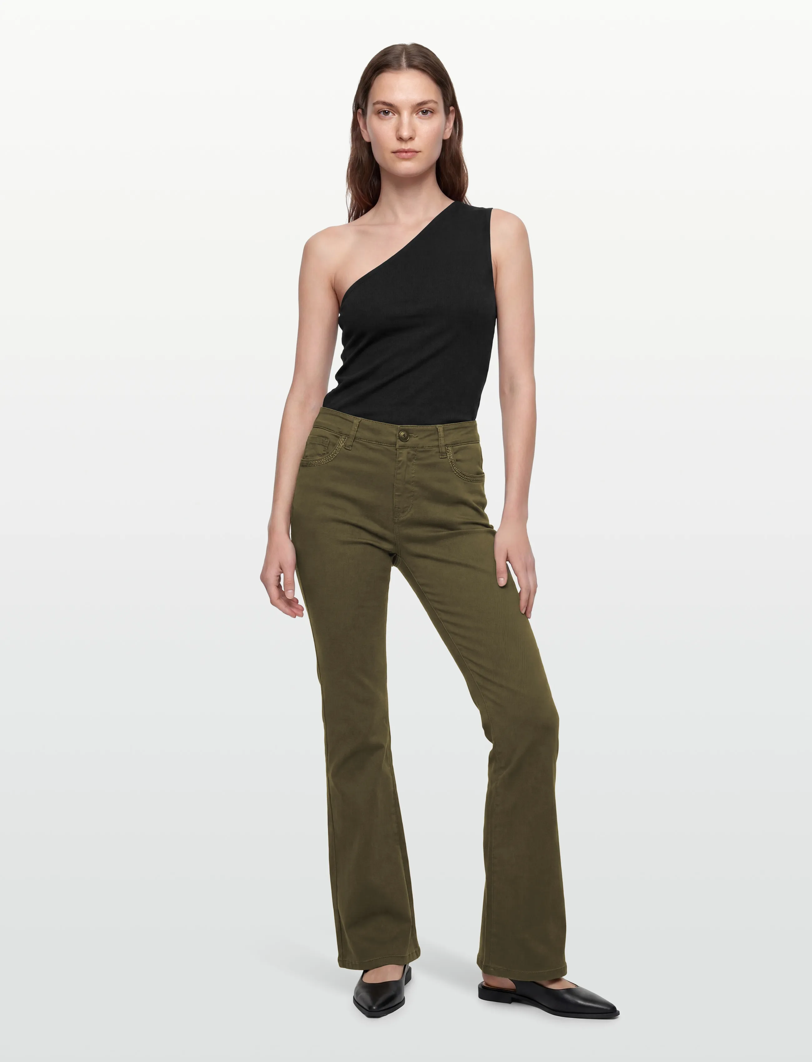 MOS MOSH Mmashley Sati Pant, Kvinder, Kick Flare Bukser, Kakigrøn, Str: 26 Short