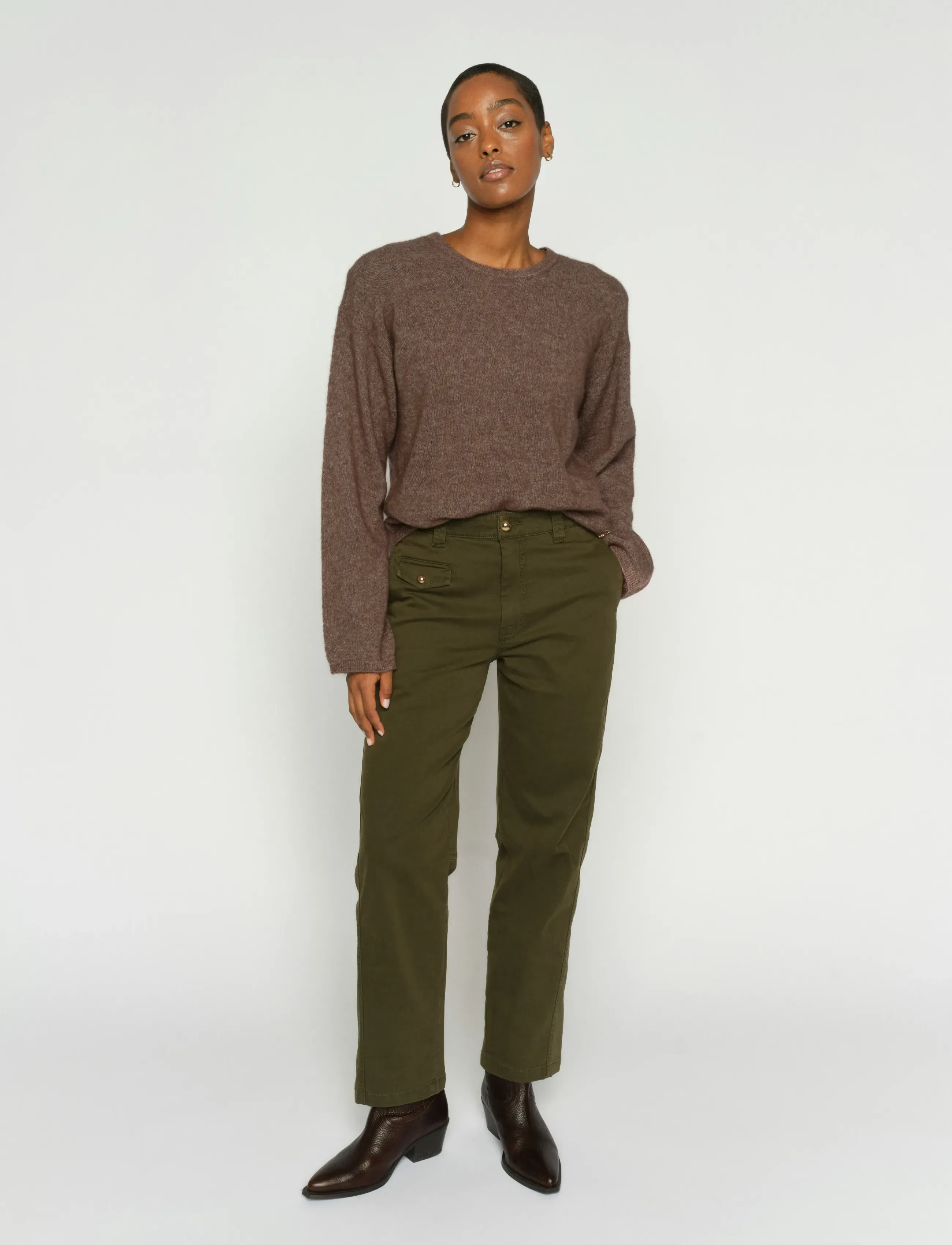 MOS MOSH - MMAymen Len Pant - raka byxor - olive night - 3