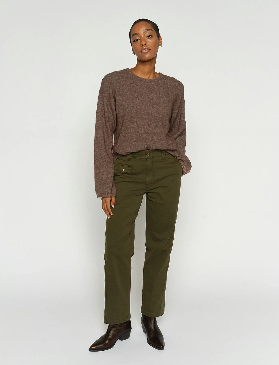 MOS MOSH - MMAymen Len Pant - raka byxor - olive night - 3