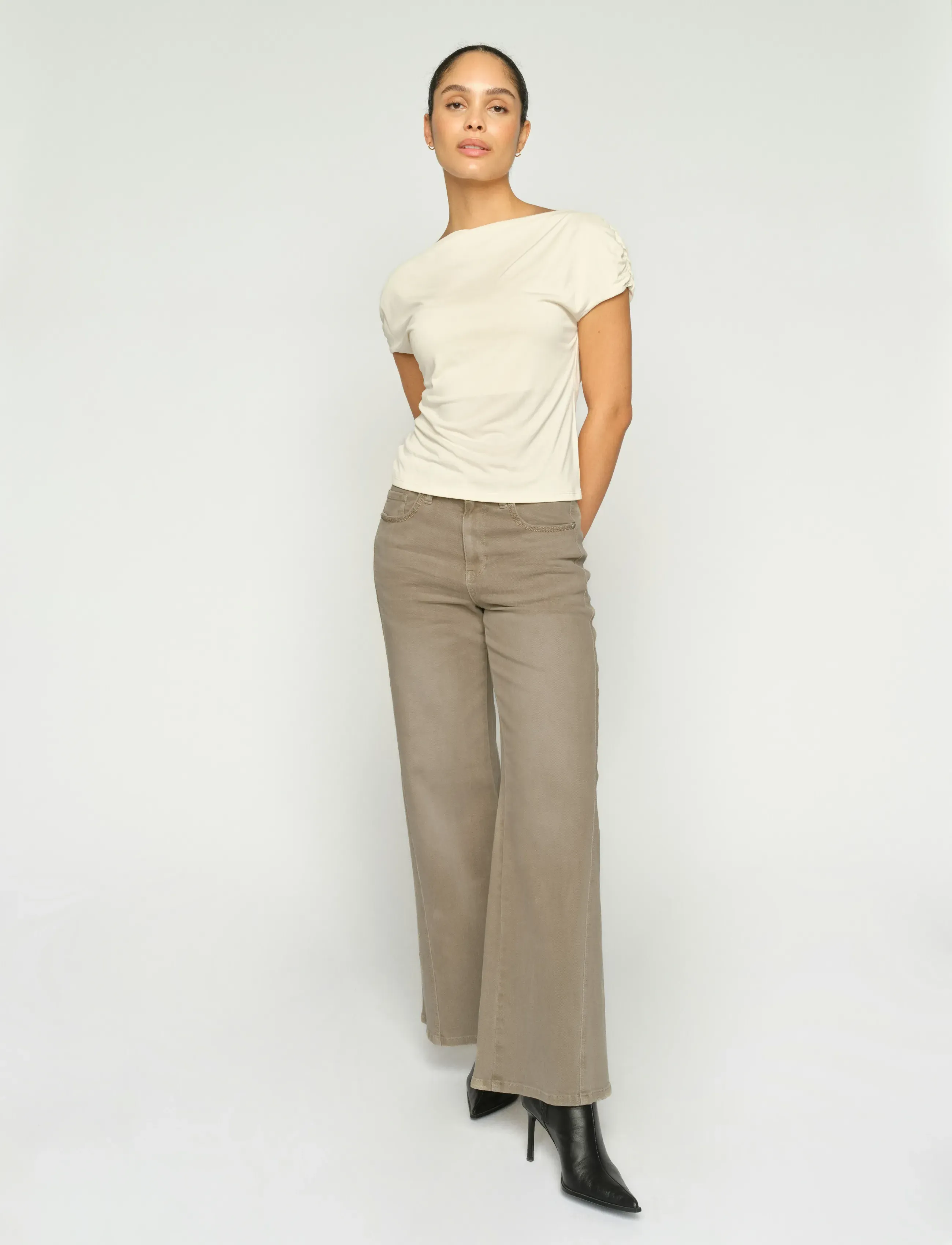 MOS MOSH - MMDara Shadow Pant - hosen mit weitem bein - light grey - 3