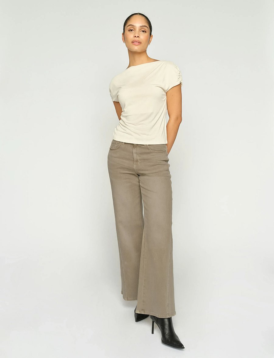 MOS MOSH - MMDara Shadow Pant - hosen mit weitem bein - light grey - 3