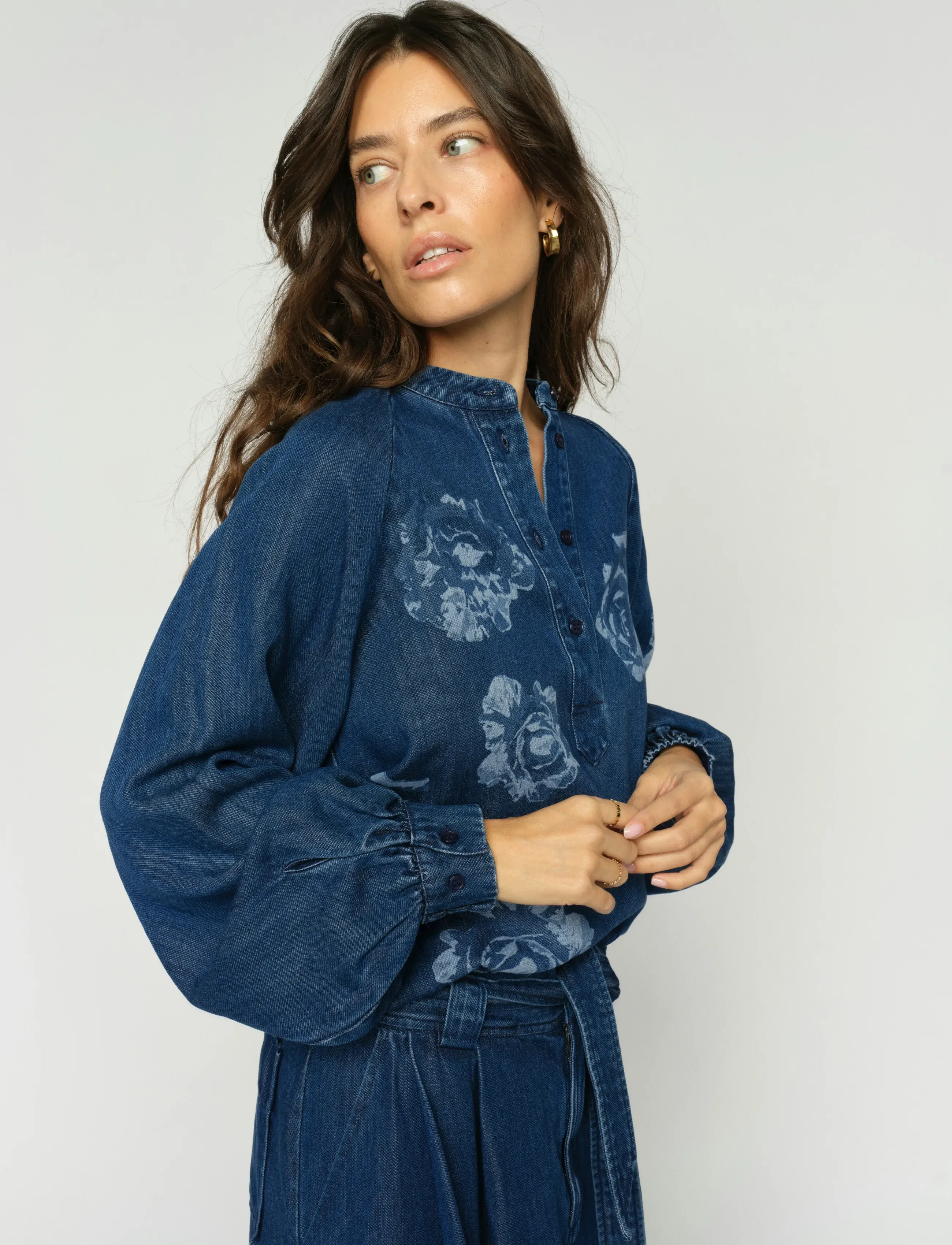 MOS MOSH Mmova Dinem Blouse, XS, Blue, Bluser > Langærmede, Dame