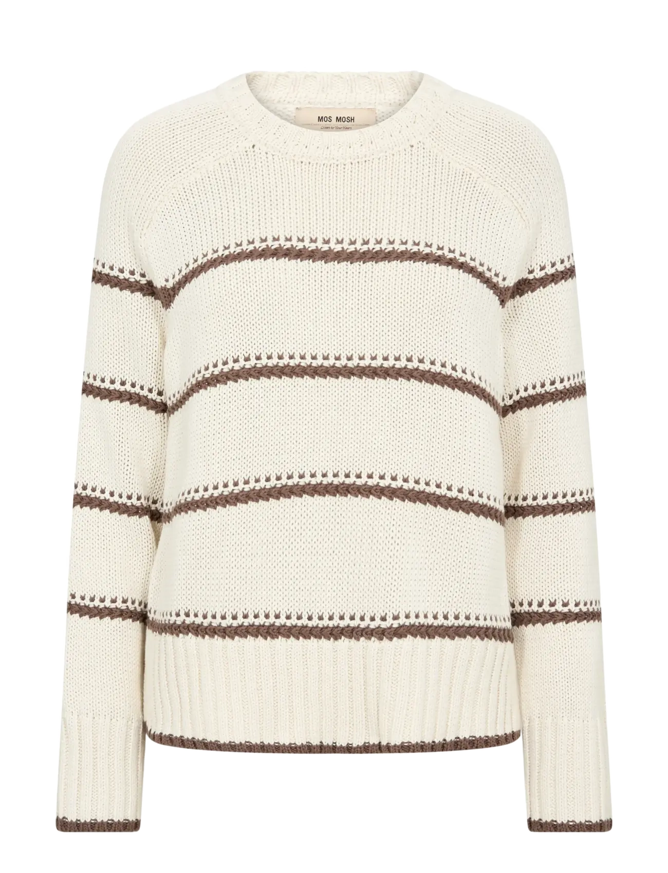 MOS MOSH MMRola Bine Stripe Crewneck Knit - Tøj - COFFEE QUARTZ / cream