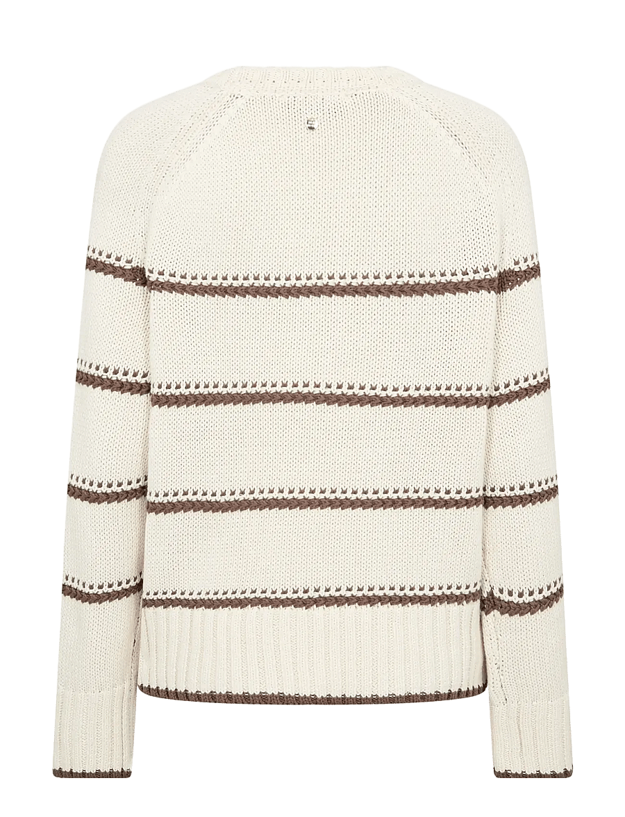 MOS MOSH - MMRola Bine Stripe Crewneck Knit - striktrøjer - coffee quartz - 2