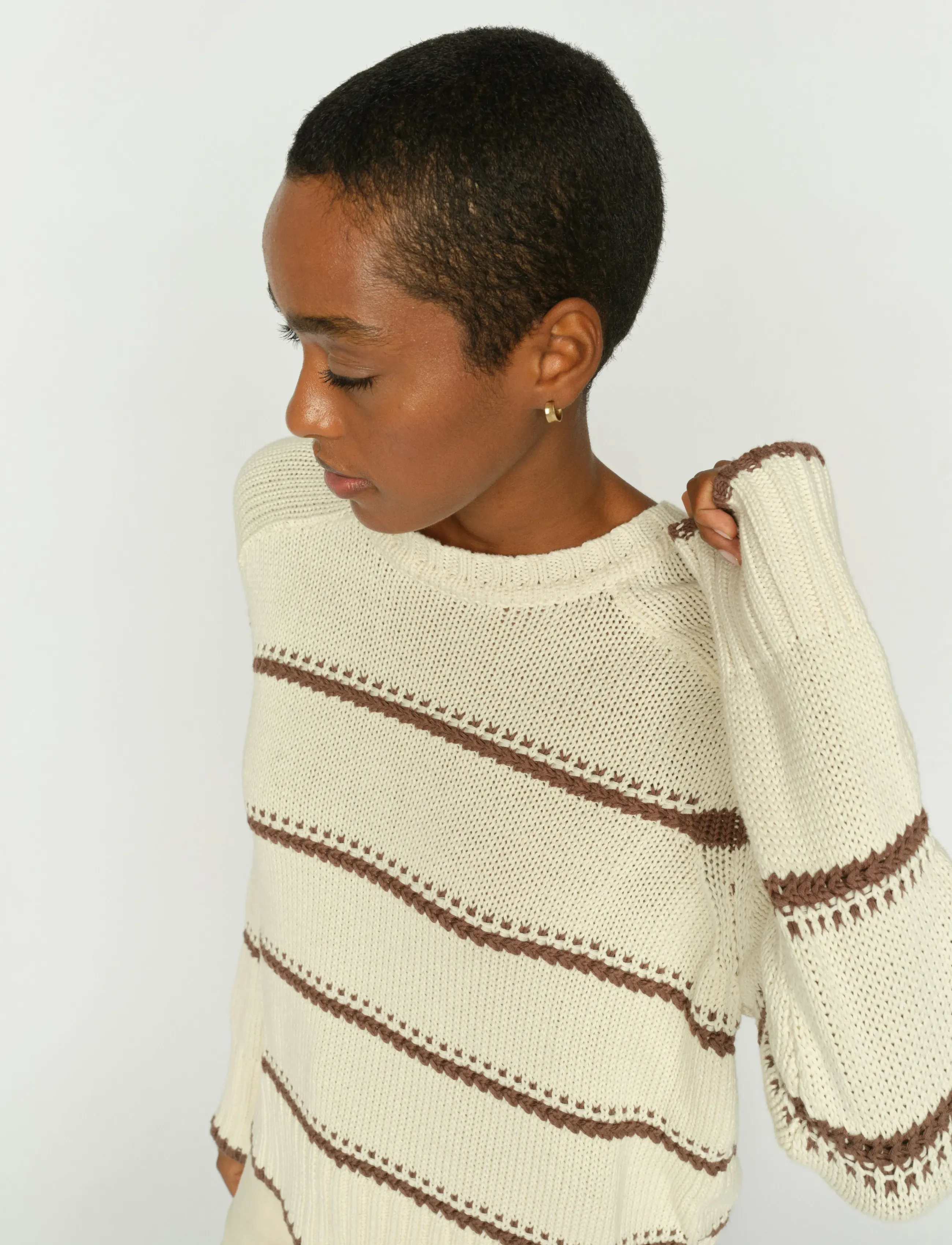 MOS MOSH - MMRola Bine Stripe Crewneck Knit - striktrøjer - coffee quartz - 3