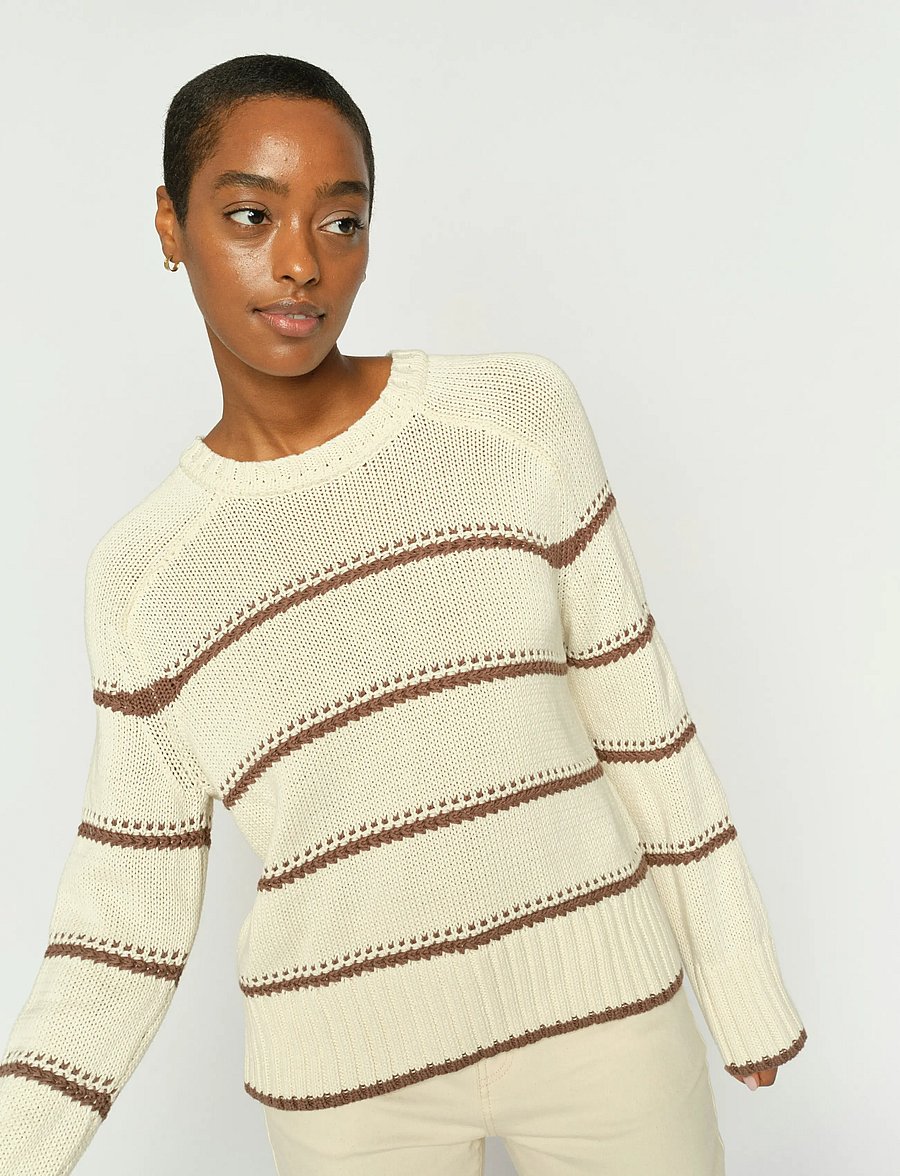 MOS MOSH - MMRola Bine Stripe Crewneck Knit - striktrøjer - coffee quartz - 4