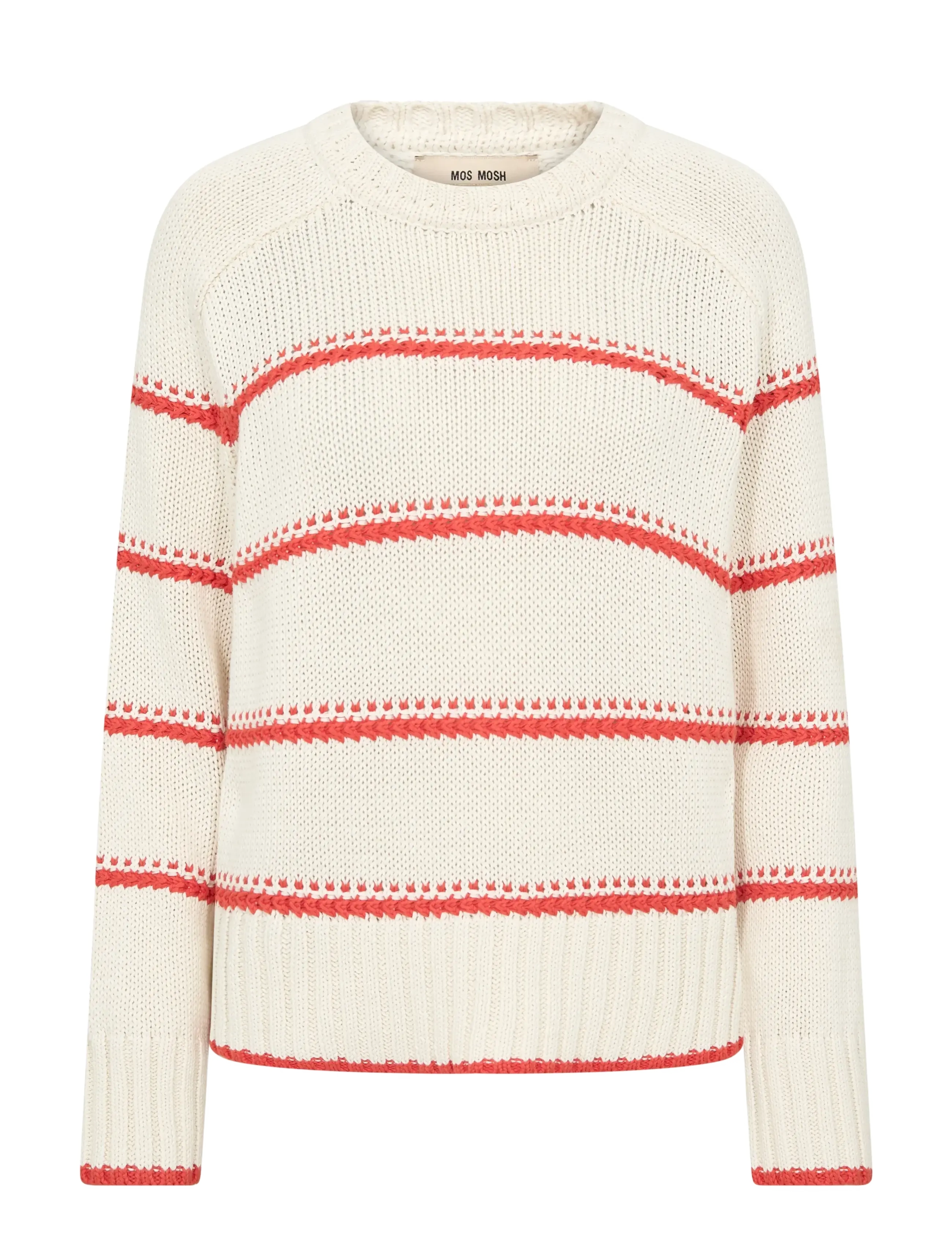 MOS MOSH MMRola Bine Stripe Crewneck Knit - Strik - SPICY ORANGE / cream