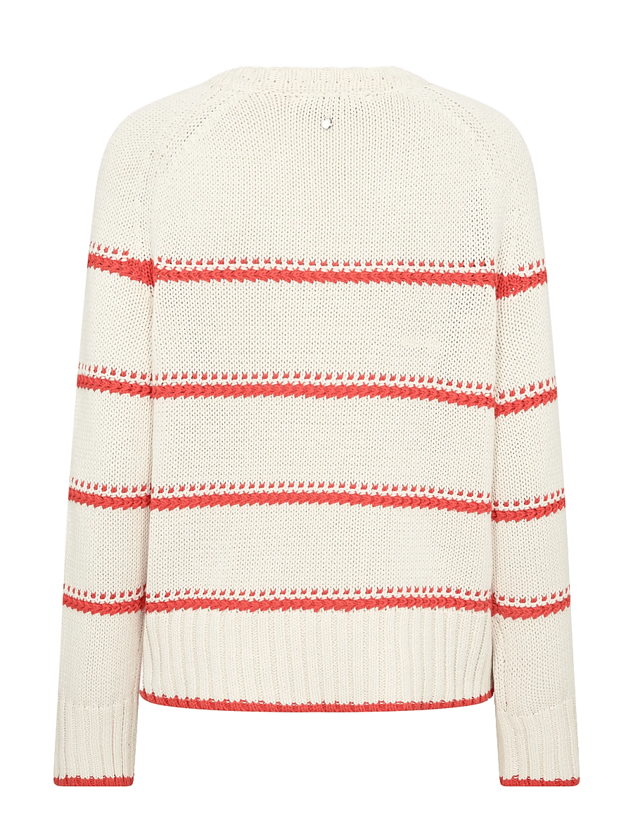MOS MOSH - MMRola Bine Stripe Crewneck Knit - striktrøjer - spicy orange - 2