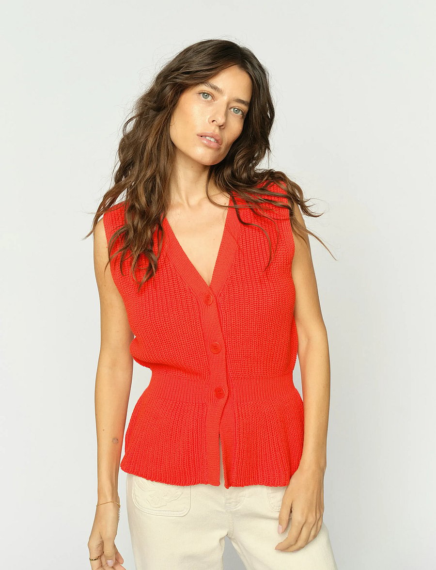 MOS MOSH - MMHerbi Knit Vest - strikveste - spicy orange - 3