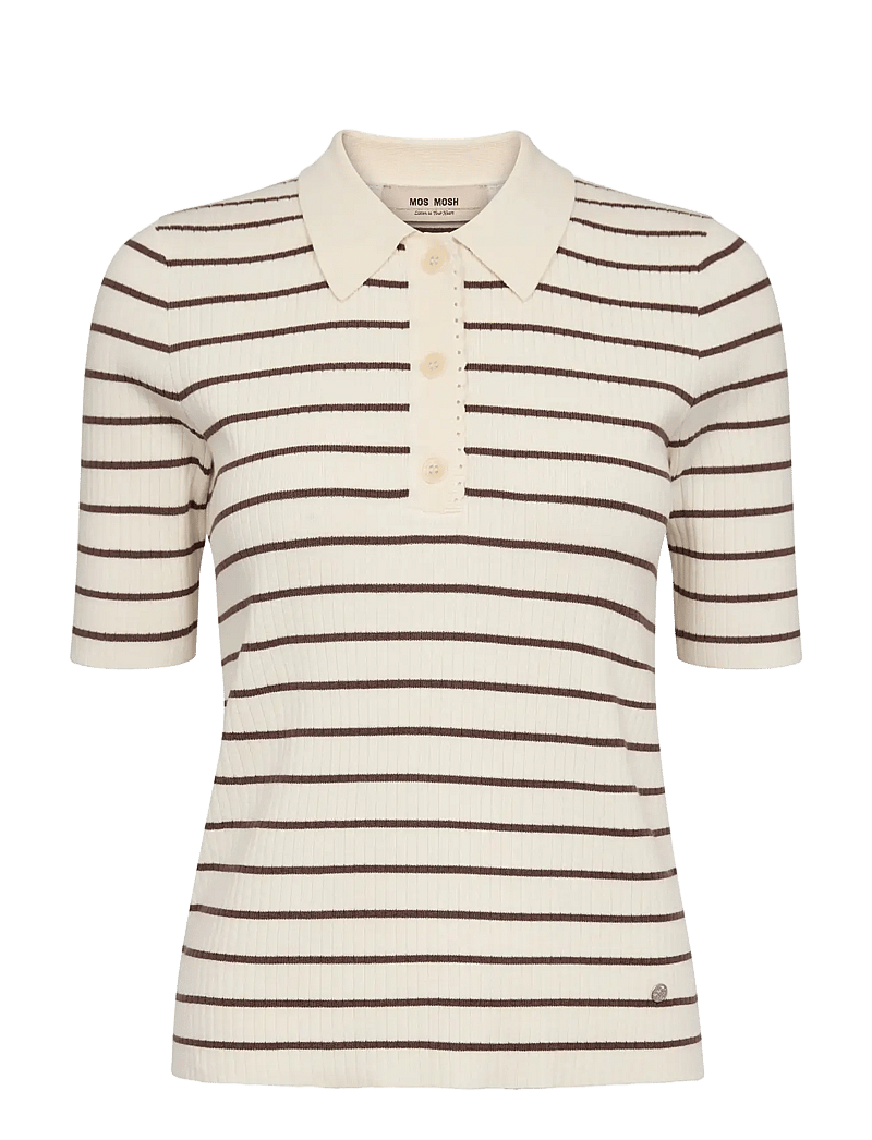MOS MOSH - MMCaliz Stripe SS Knit - t-shirts - coffee quartz - 1