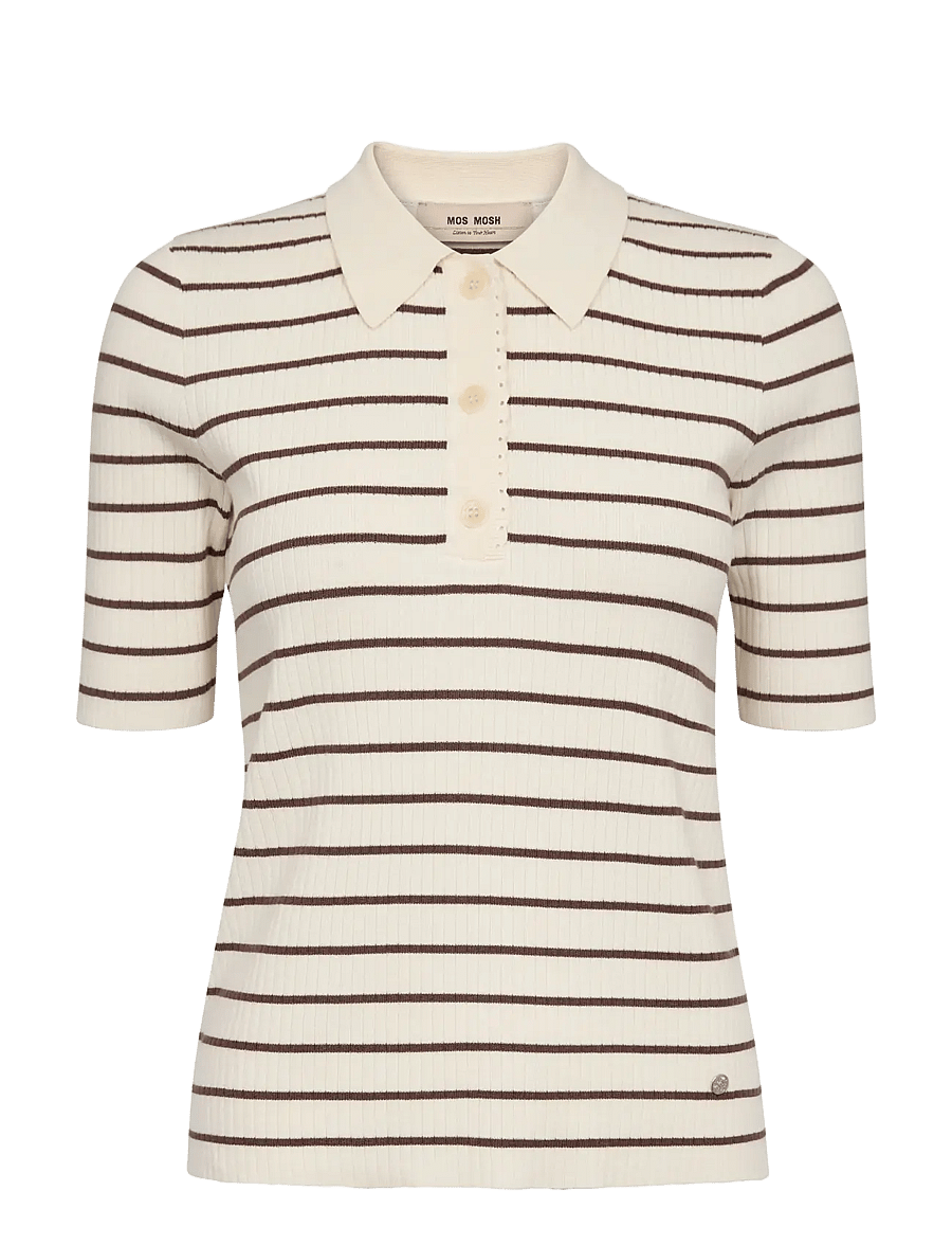 MOS MOSH - MMCaliz Stripe SS Knit - t-shirts - coffee quartz - 1