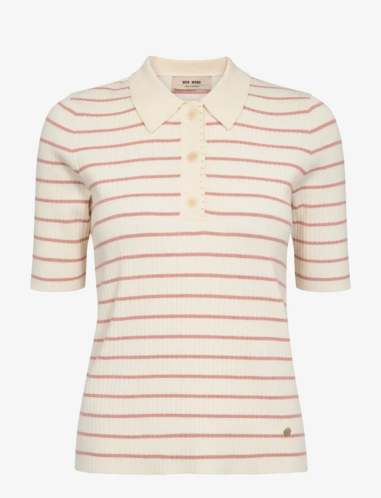MOS MOSH - MMCaliz Stripe SS Knit - t-shirts - peachy - 1