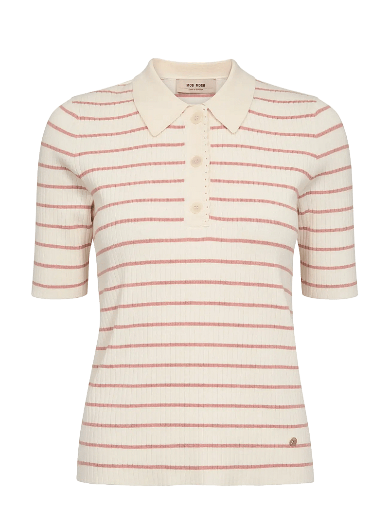 MOS MOSH - MMCaliz Stripe SS Knit - t-shirts - peachy - 1