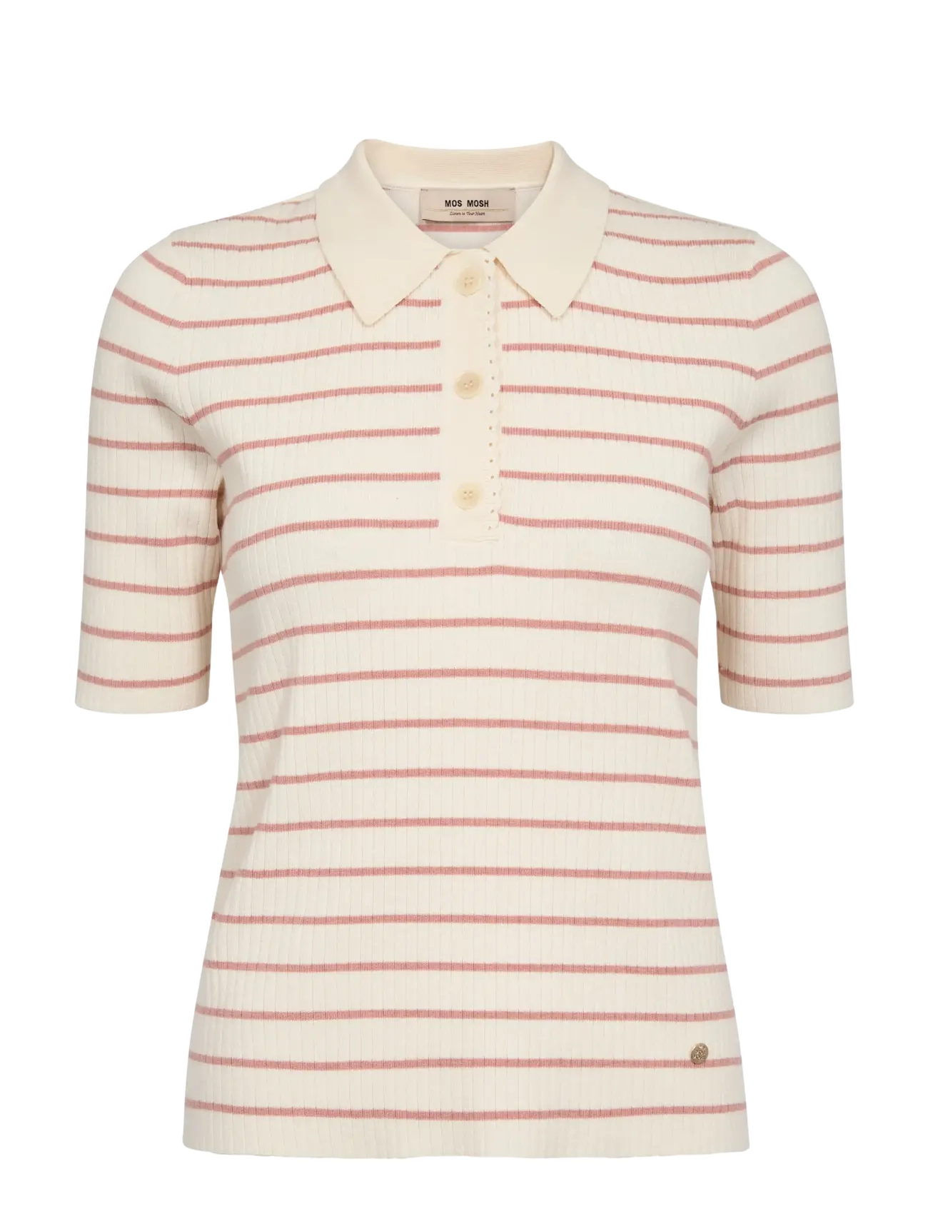 MOS MOSH MMCaliz Stripe SS Knit - Tøj - PEACHY / pink/rose