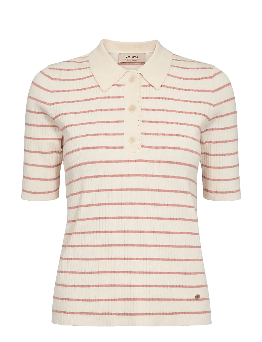 MOS MOSH - MMCaliz Stripe SS Knit - t-shirts - peachy - 1