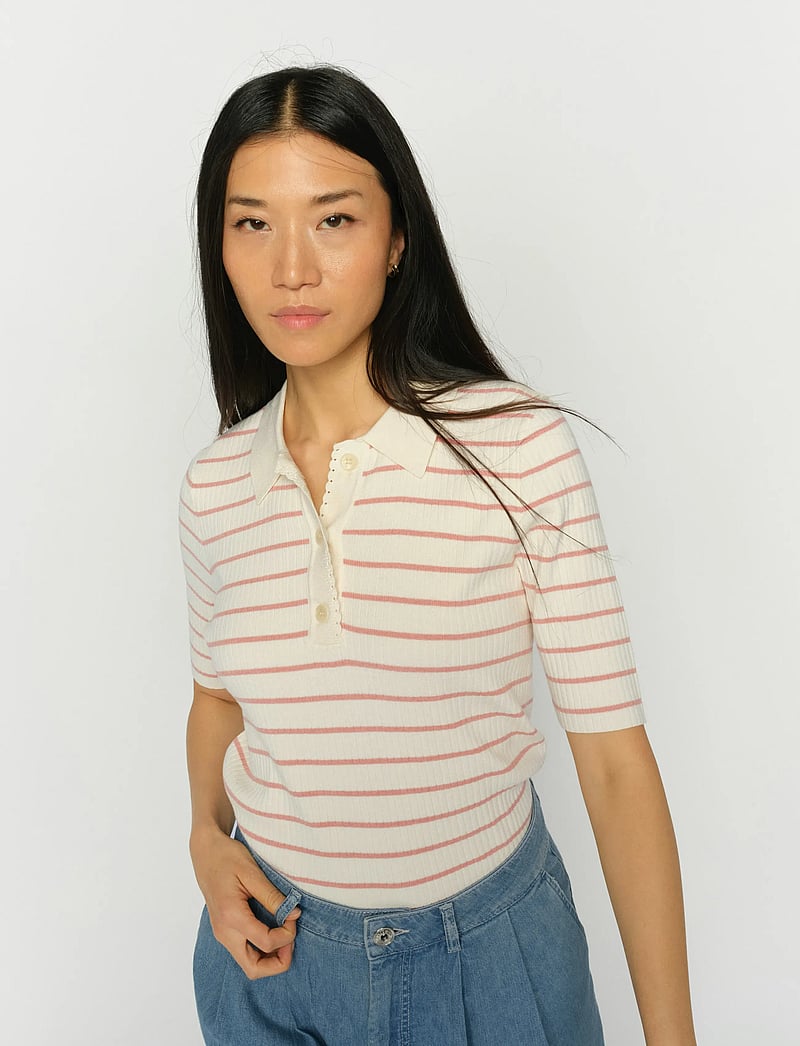 MOS MOSH - MMCaliz Stripe SS Knit - t-shirts - peachy - 3