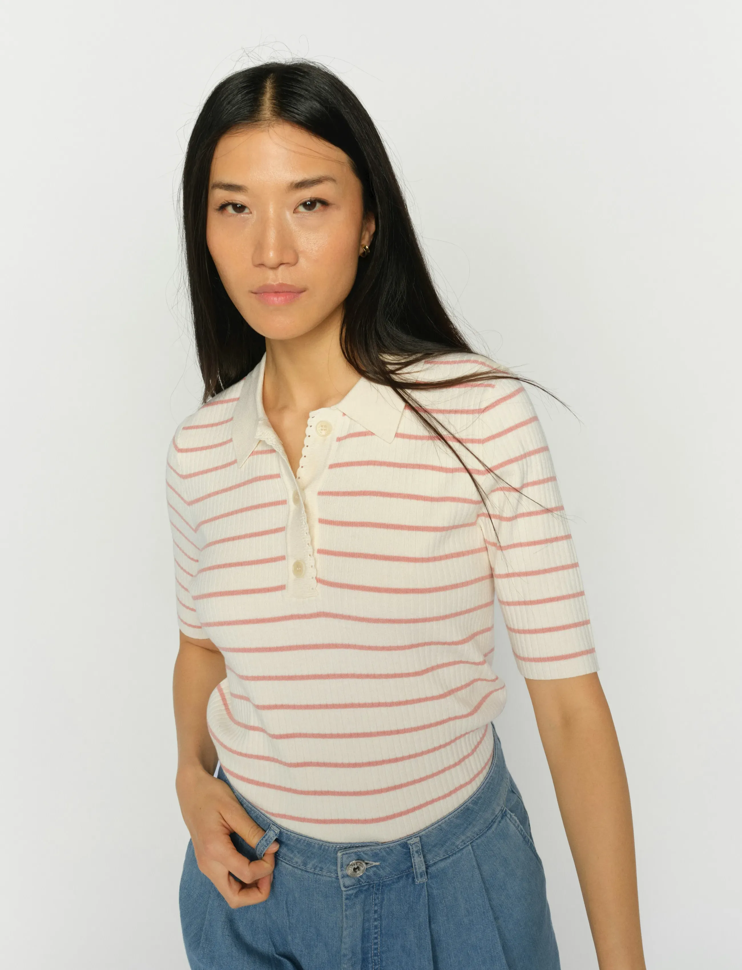MOS MOSH - MMCaliz Stripe SS Knit - t-shirts - peachy - 3