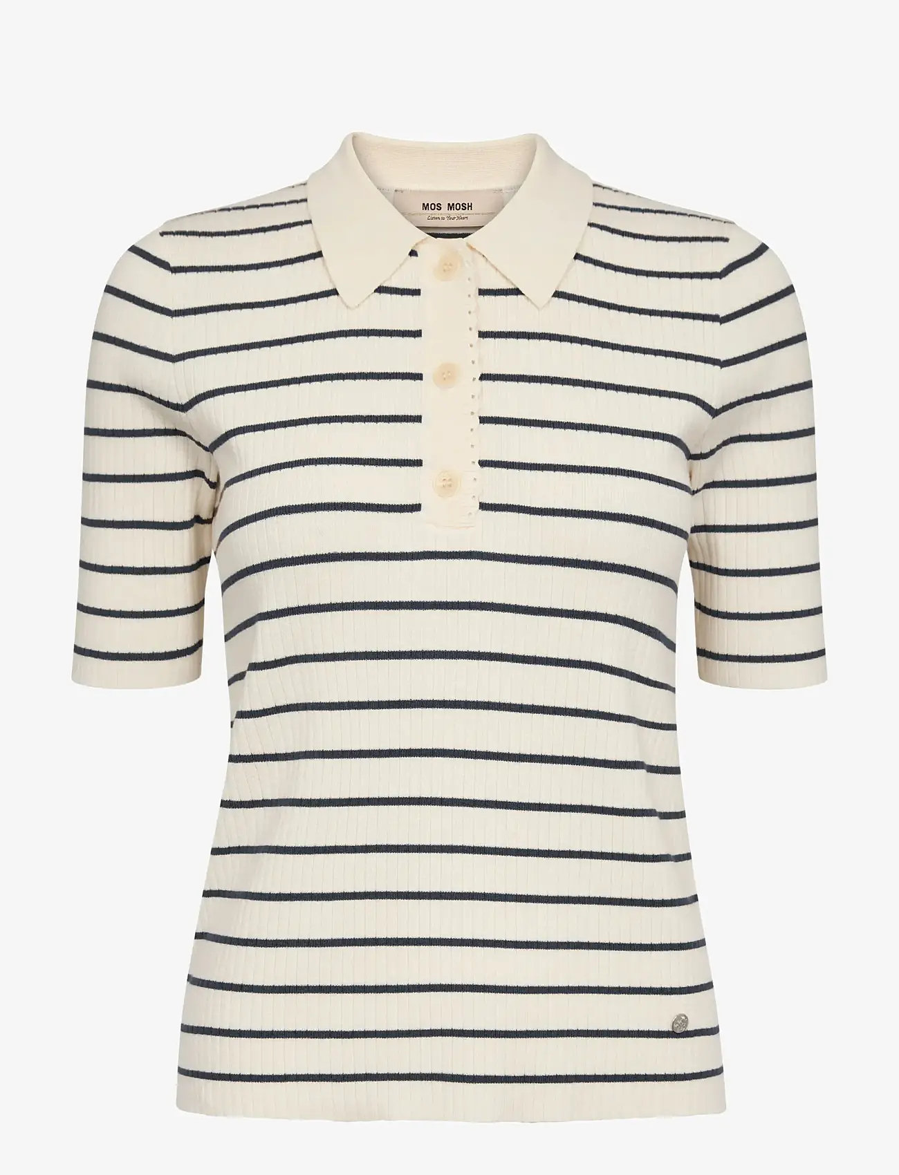 MOS MOSH - MMCaliz Stripe SS Knit - t-shirts - salute navy - 1
