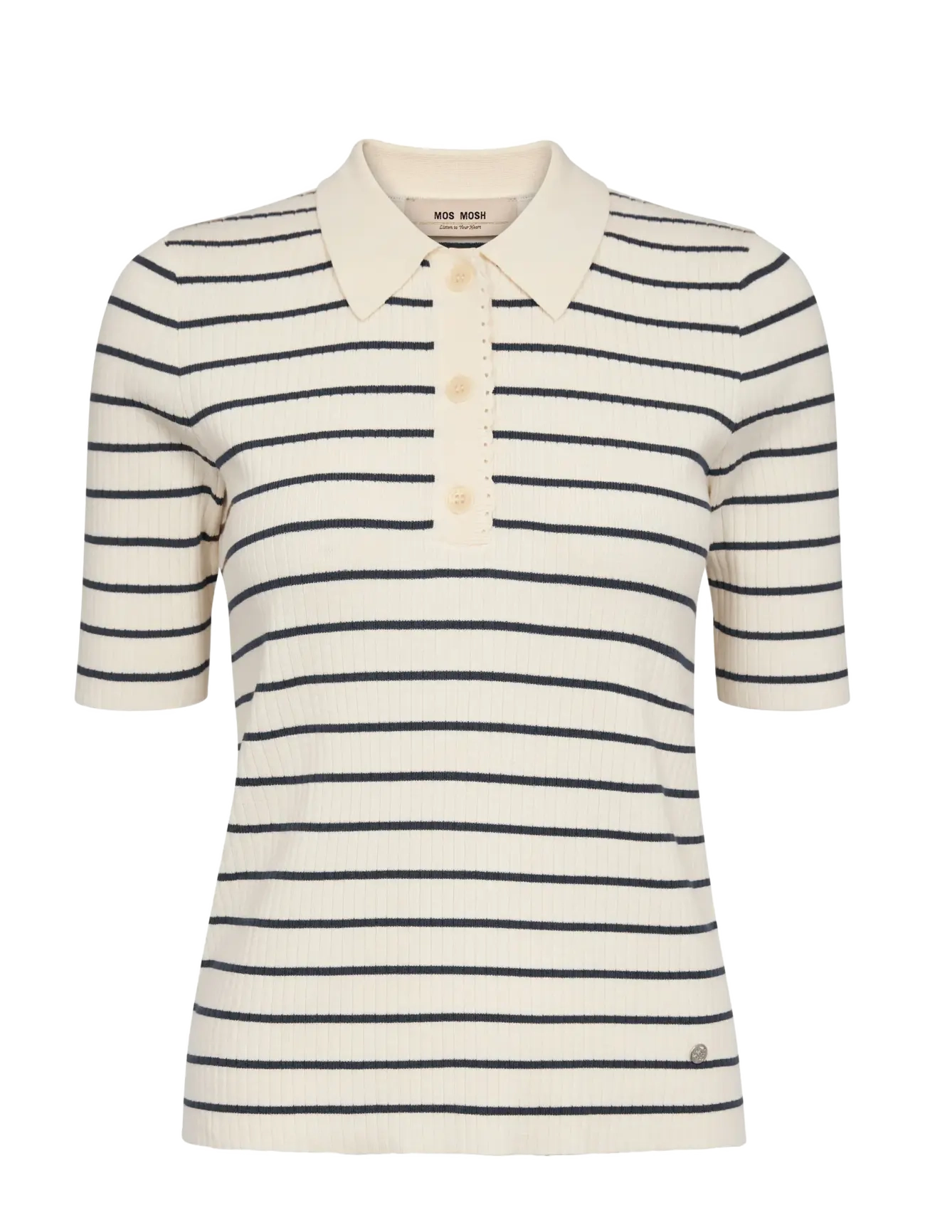 MOS MOSH MMCaliz Stripe SS Knit - Tøj - SALUTE NAVY / cream