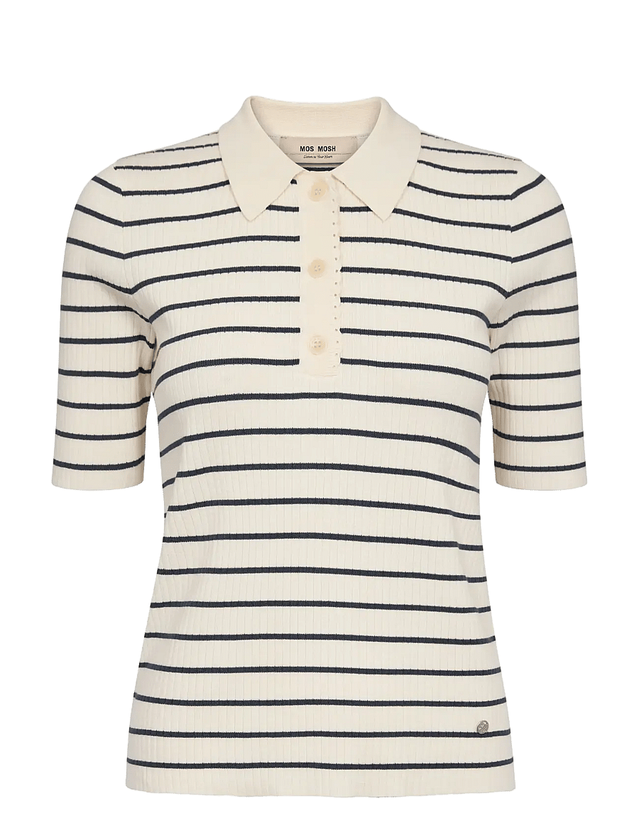 MOS MOSH - MMCaliz Stripe SS Knit - t-shirts - salute navy - 1