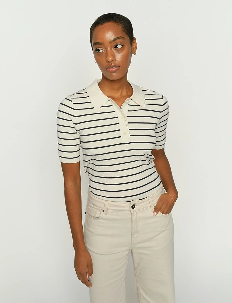MOS MOSH - MMCaliz Stripe SS Knit - t-shirts - salute navy - 4