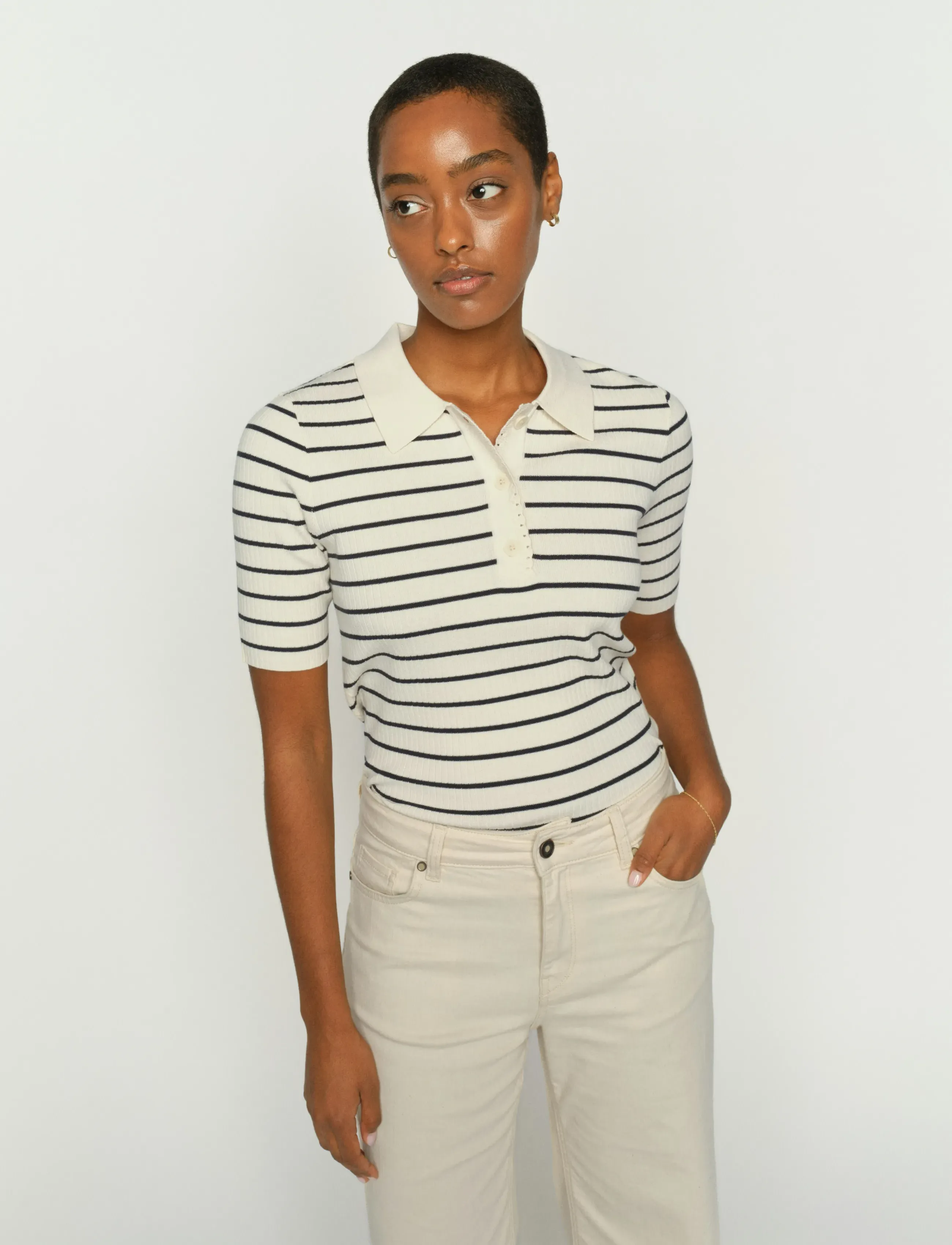 MOS MOSH - MMCaliz Stripe SS Knit - t-shirts - salute navy - 4