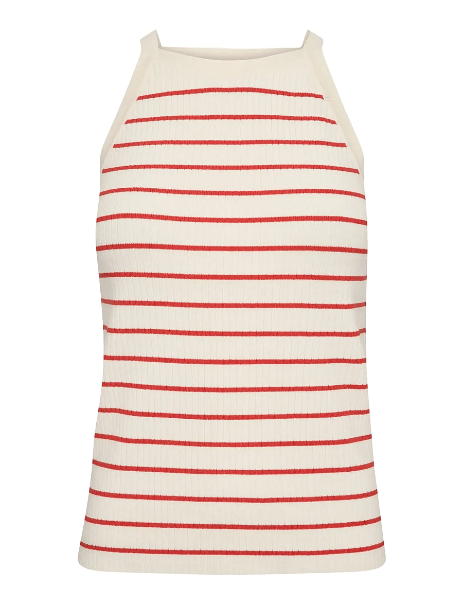 MOS MOSH - MMImanja Caliz Stripe Knit Top - linnen - spicy orange - 1