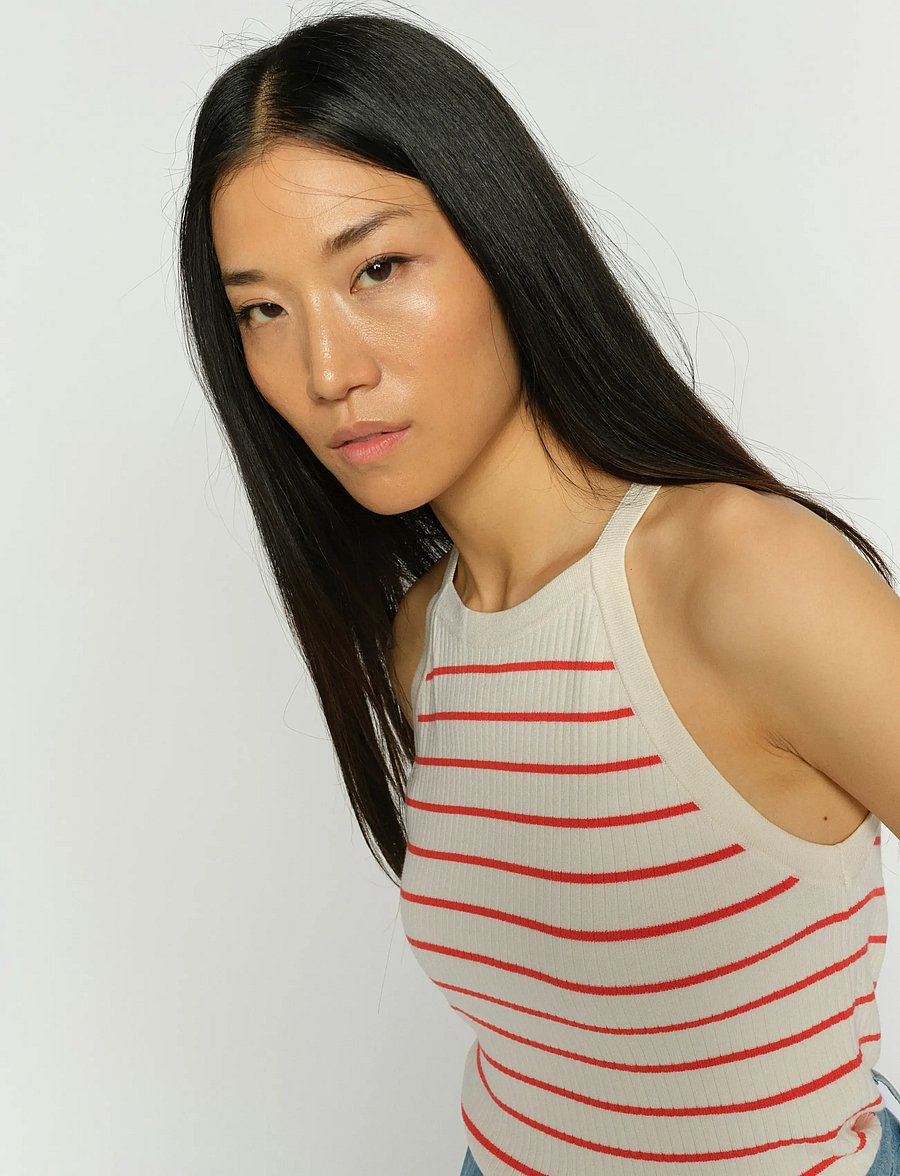 MOS MOSH - MMImanja Caliz Stripe Knit Top - linnen - spicy orange - 3