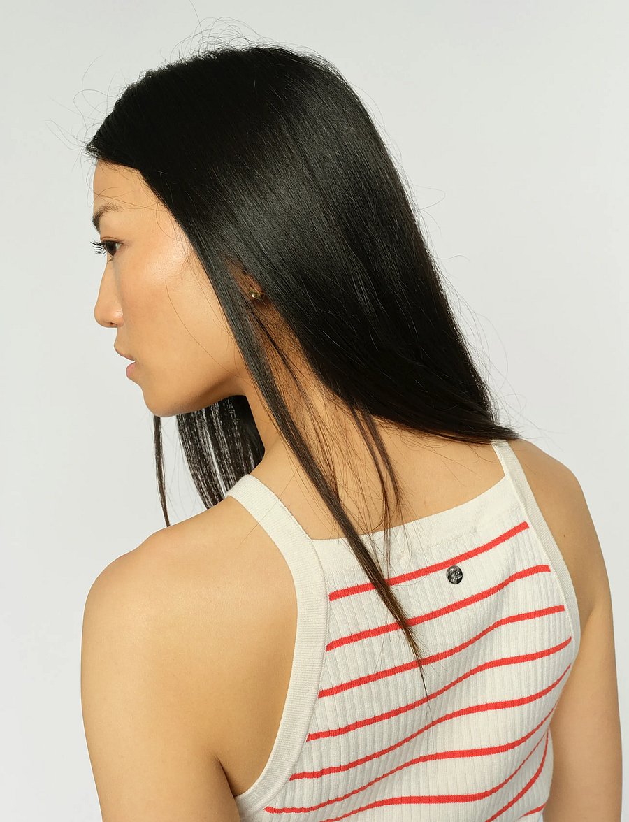 MOS MOSH - MMImanja Caliz Stripe Knit Top - linnen - spicy orange - 4