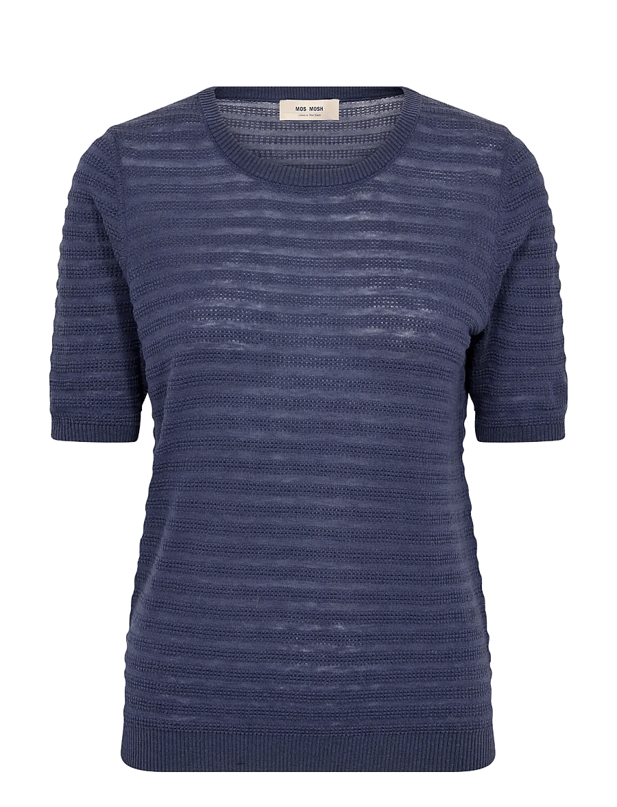 MOS MOSH - MMBouch Dotty SS Knit - striktrøjer - crown blue - 1