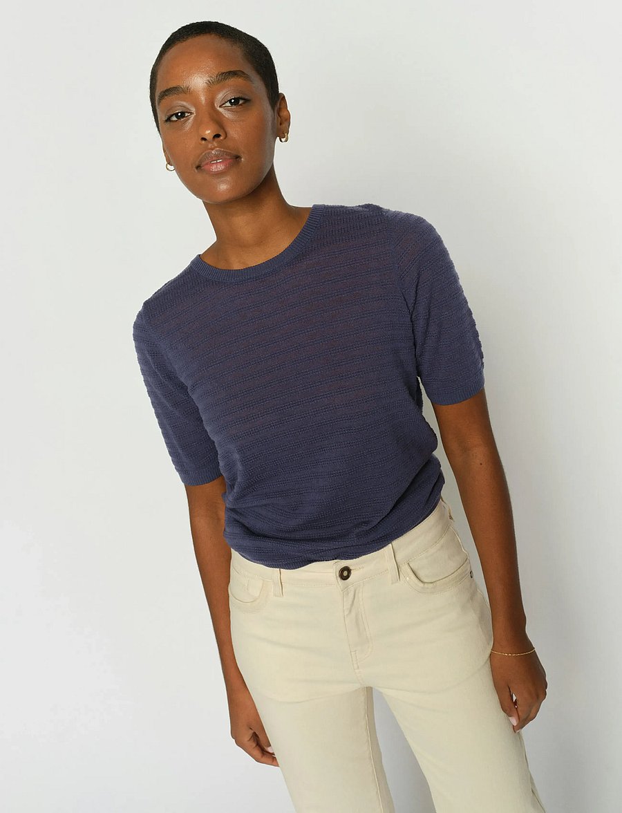 MOS MOSH - MMBouch Dotty SS Knit - striktrøjer - crown blue - 0