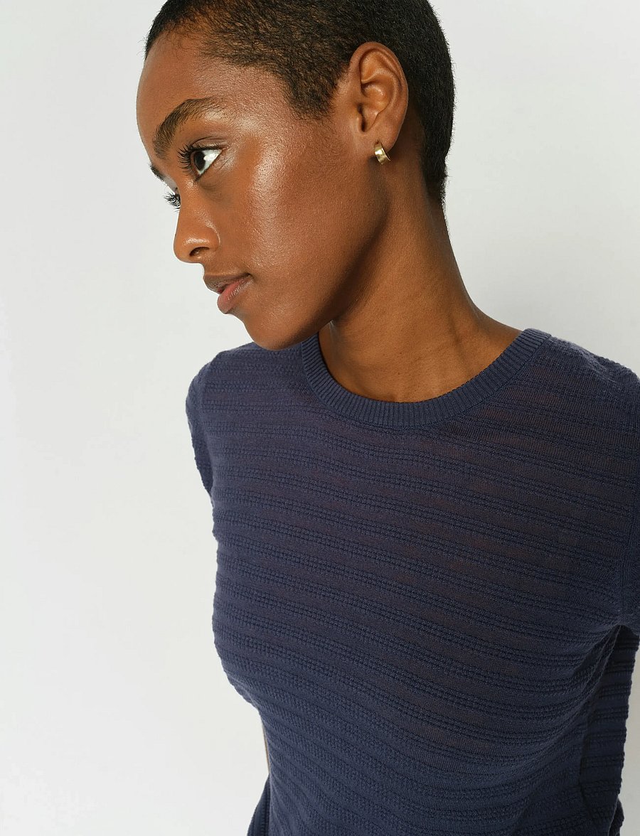 MOS MOSH - MMBouch Dotty SS Knit - striktrøjer - crown blue - 3