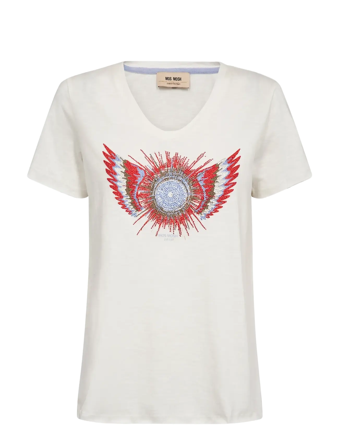 MOS MOSH Mmromi Gethi O-Ss Glam Tee Cream - S - Damen