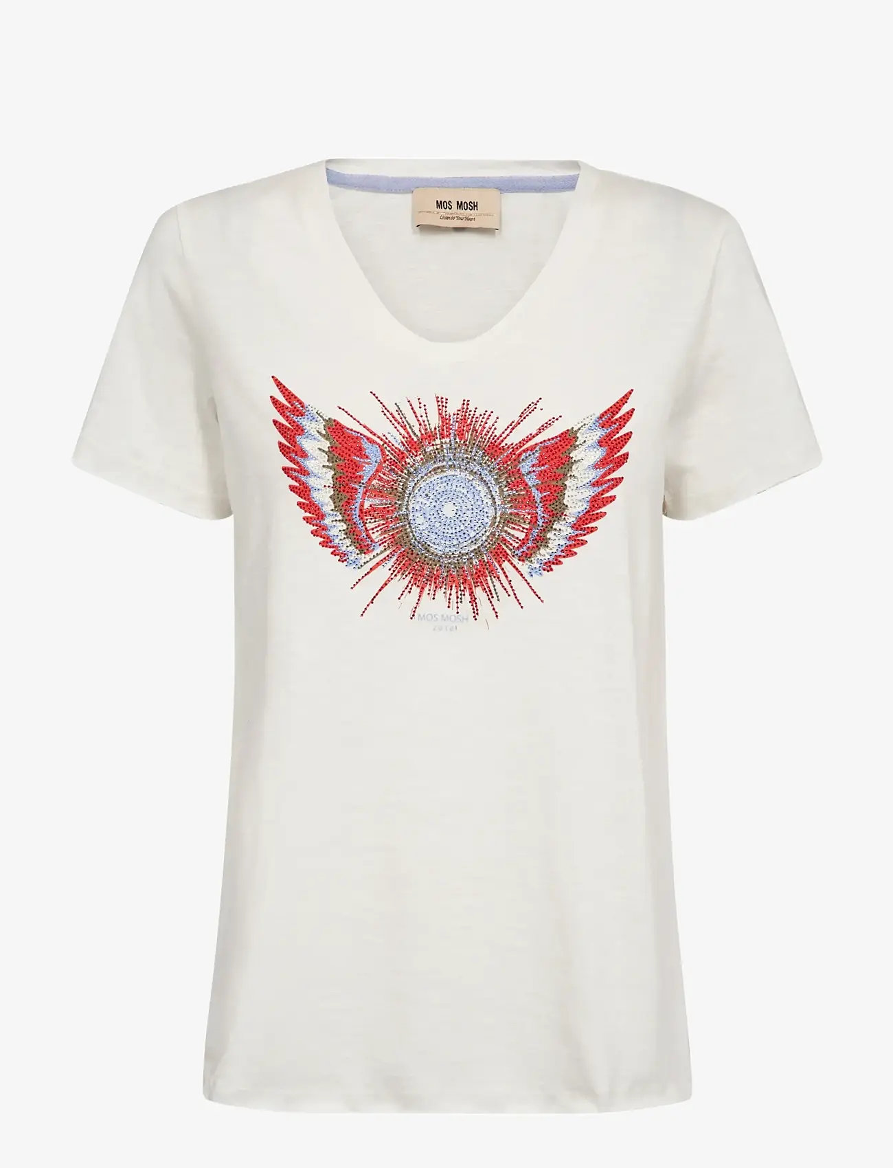 MOS MOSH - MMRomi Gethi O-SS Glam Tee - t-shirts - ecru - 1