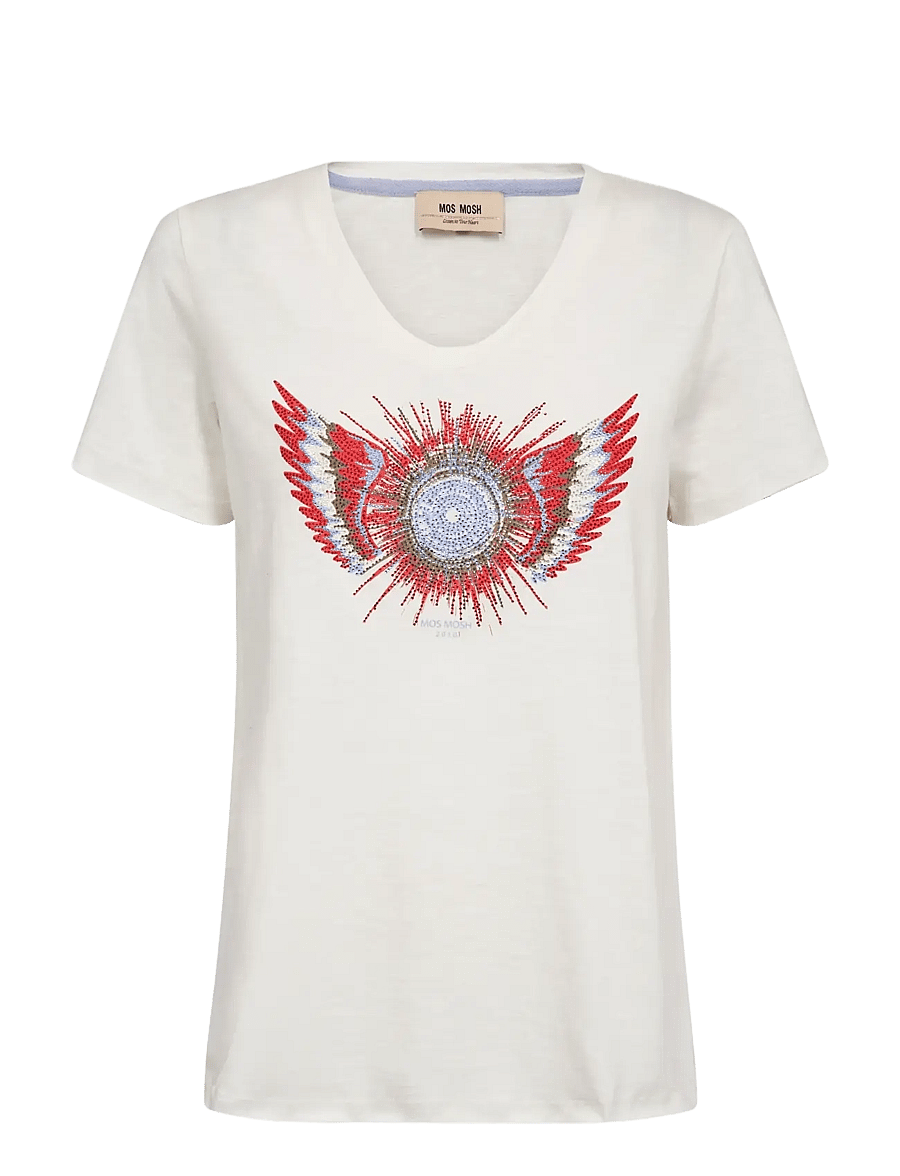MOS MOSH - MMRomi Gethi O-SS Glam Tee - t-särgid - ecru - 1