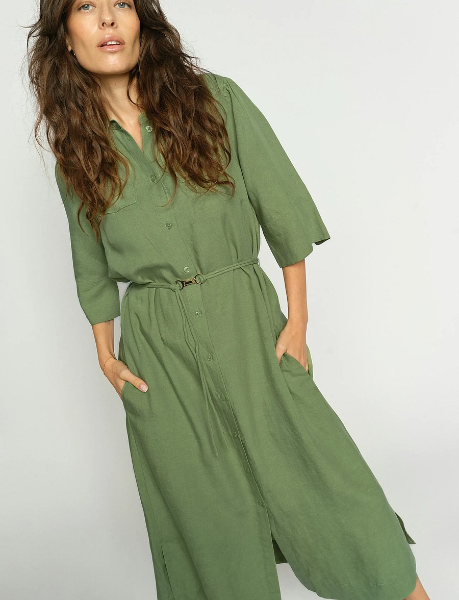 MOS MOSH - MMRayas Alexis Dress - skjortklänningar - turf green - 0