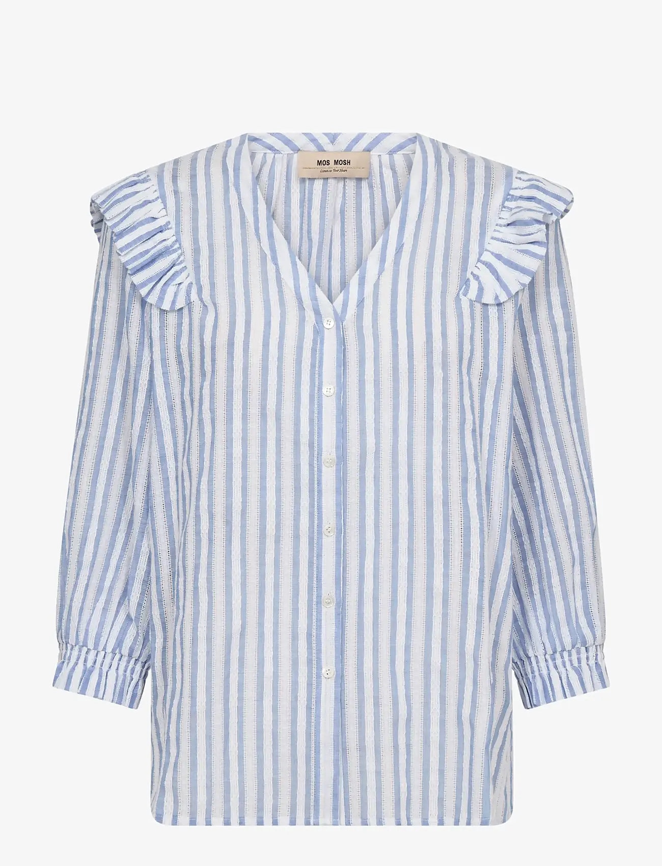 MOS MOSH - MMDebby Stripe Shirt - kortærmede skjorter - brunnera blue - 1